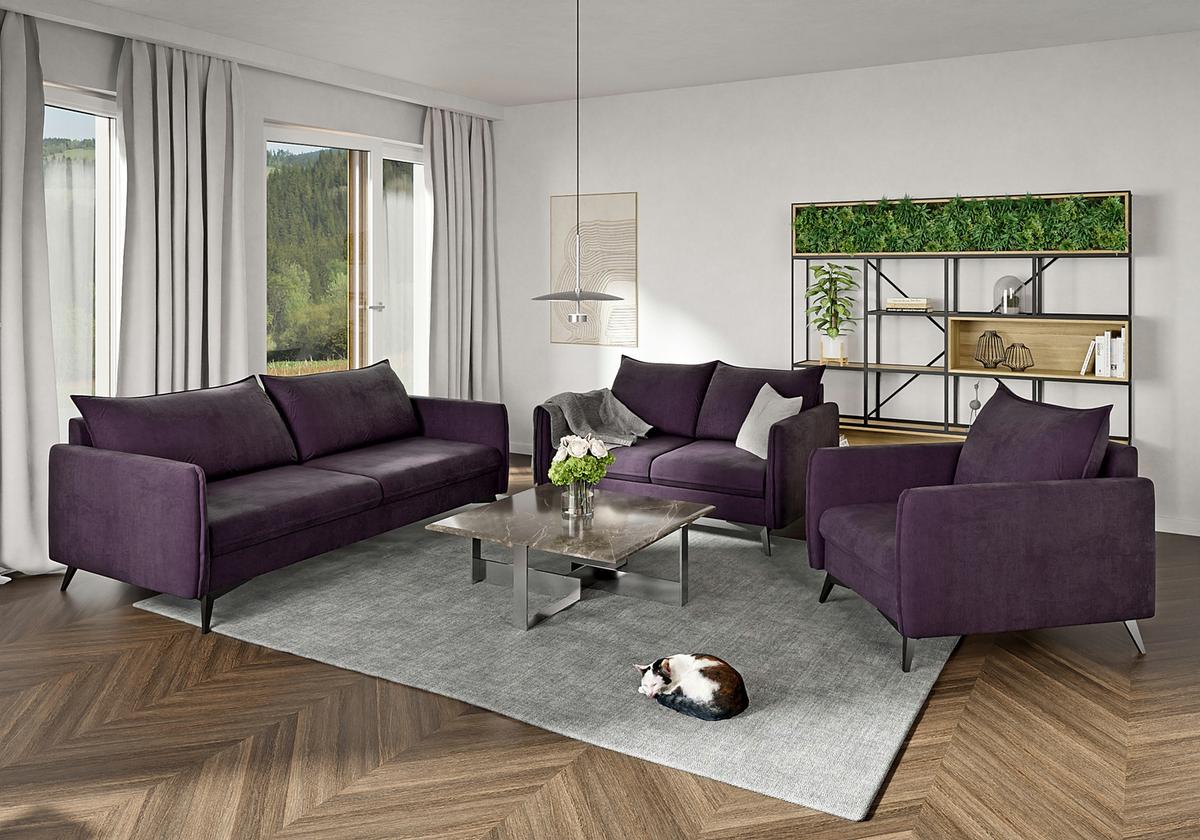 SESSEL Pulse Lila Luxusmicrofaser - Lila/Schwarz, Holz/Textil (74/86/31cm) - S-Style Möbel