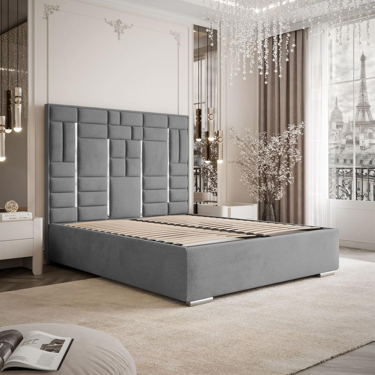 POLSTERBETT BRIGITTE SILVER mit Bettkasten 180x200 cm Element 23 - Grau, Textil (180/200cm) - Lookway