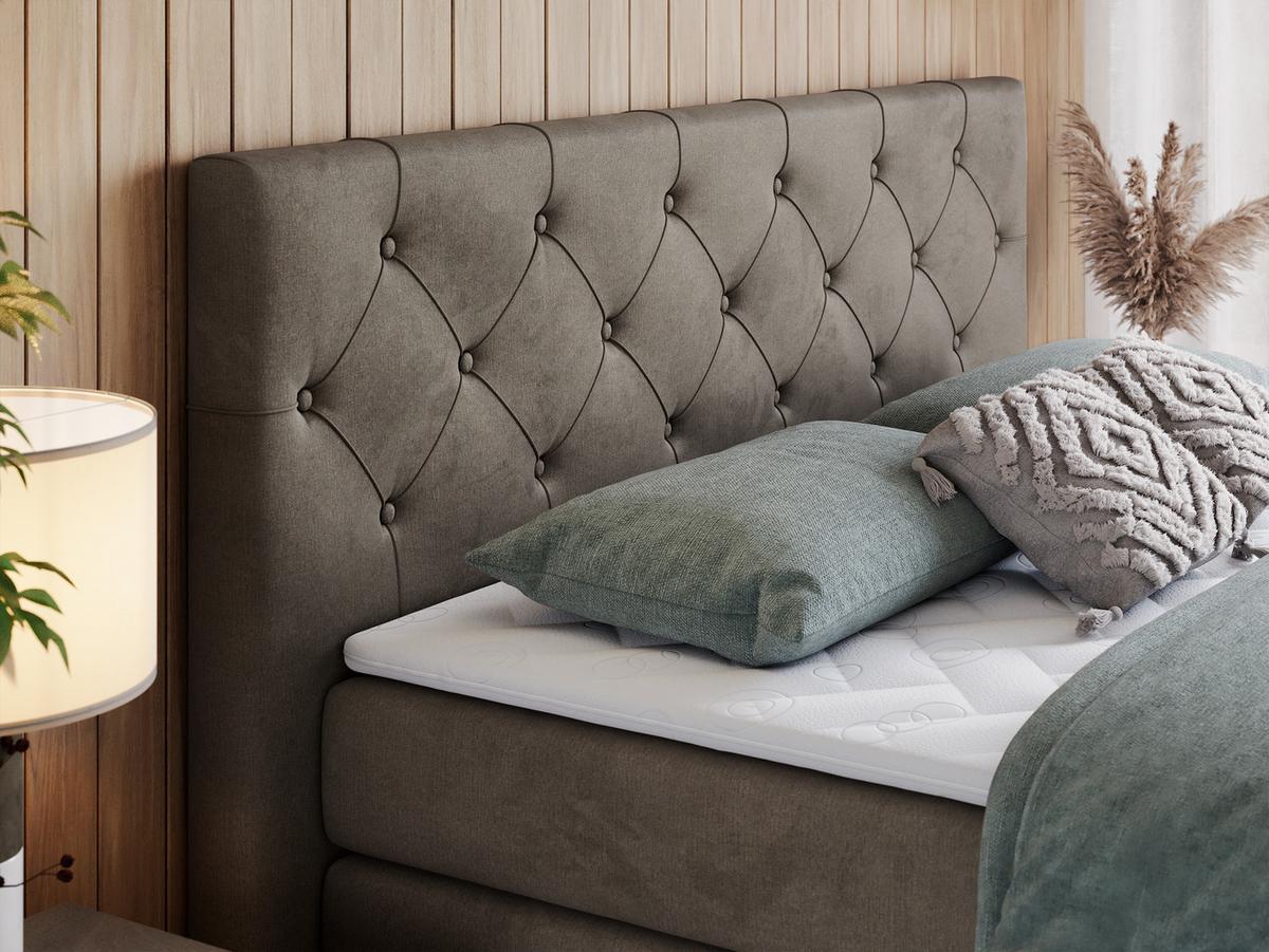 BOXSPRINGBETT KING VELEN 160/200 Braun Velvet - H3 - Braun, Holz/Textil (160/200cm) - MKS