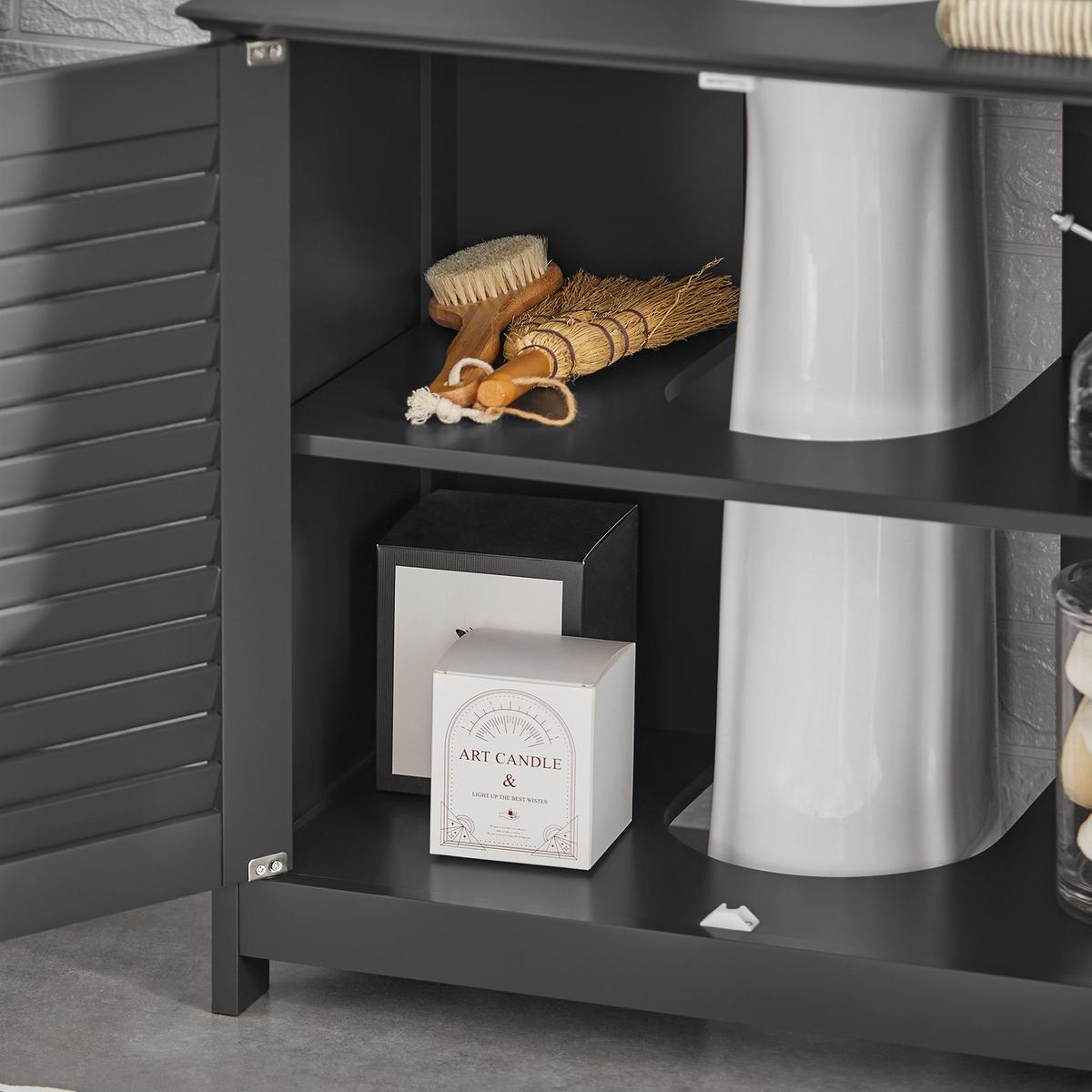 WASCHBECKENUNTERSCHRANK Grau - Grau, Holzwerkstoff (60/58/35cm) - SoBuy