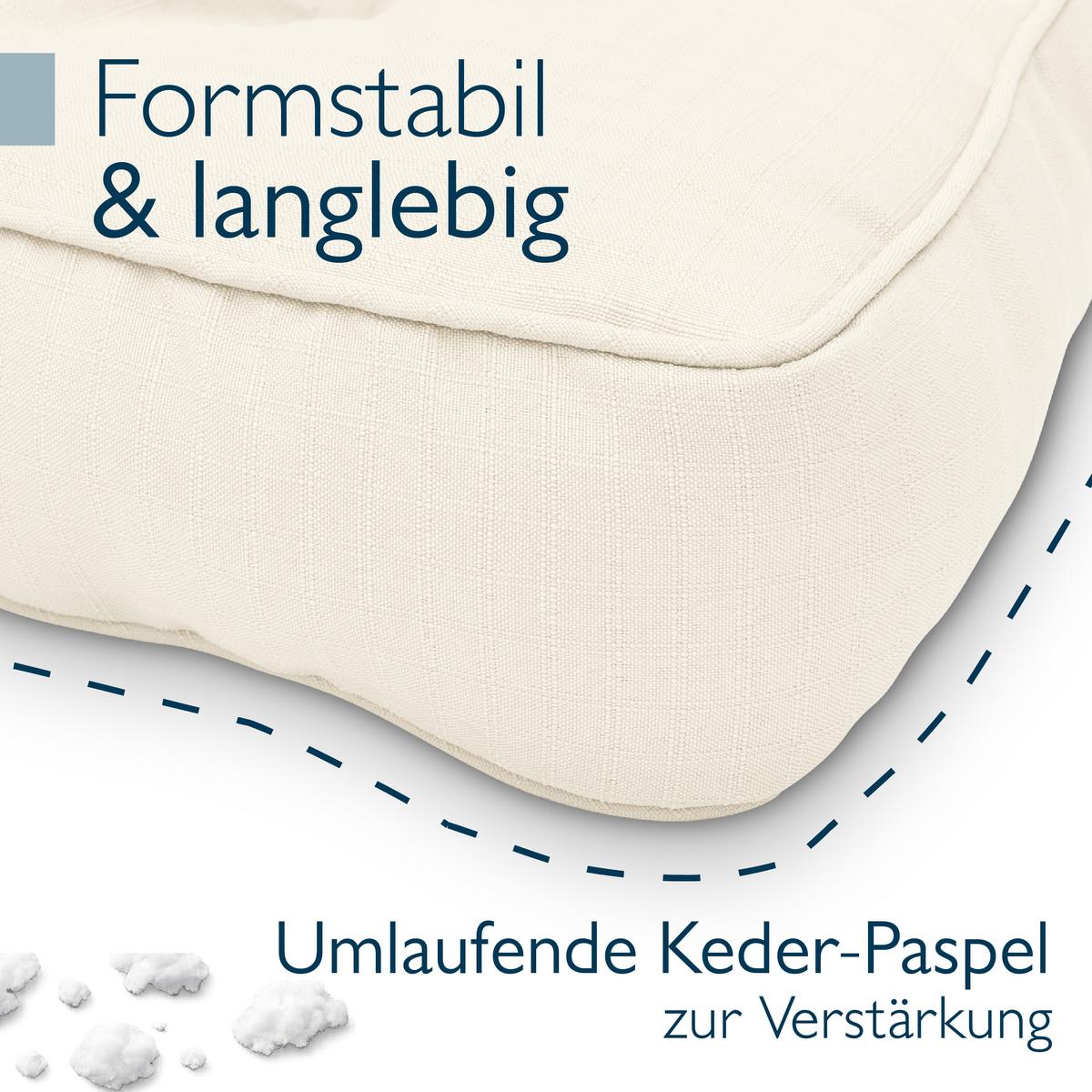 LOUNGEKISSEN Xluna Sitz 60x60x10cm mit Rücken 60x40x12cm Natur (2tlg) - Naturfarben, Textil (60/60cm) - Beautissu 