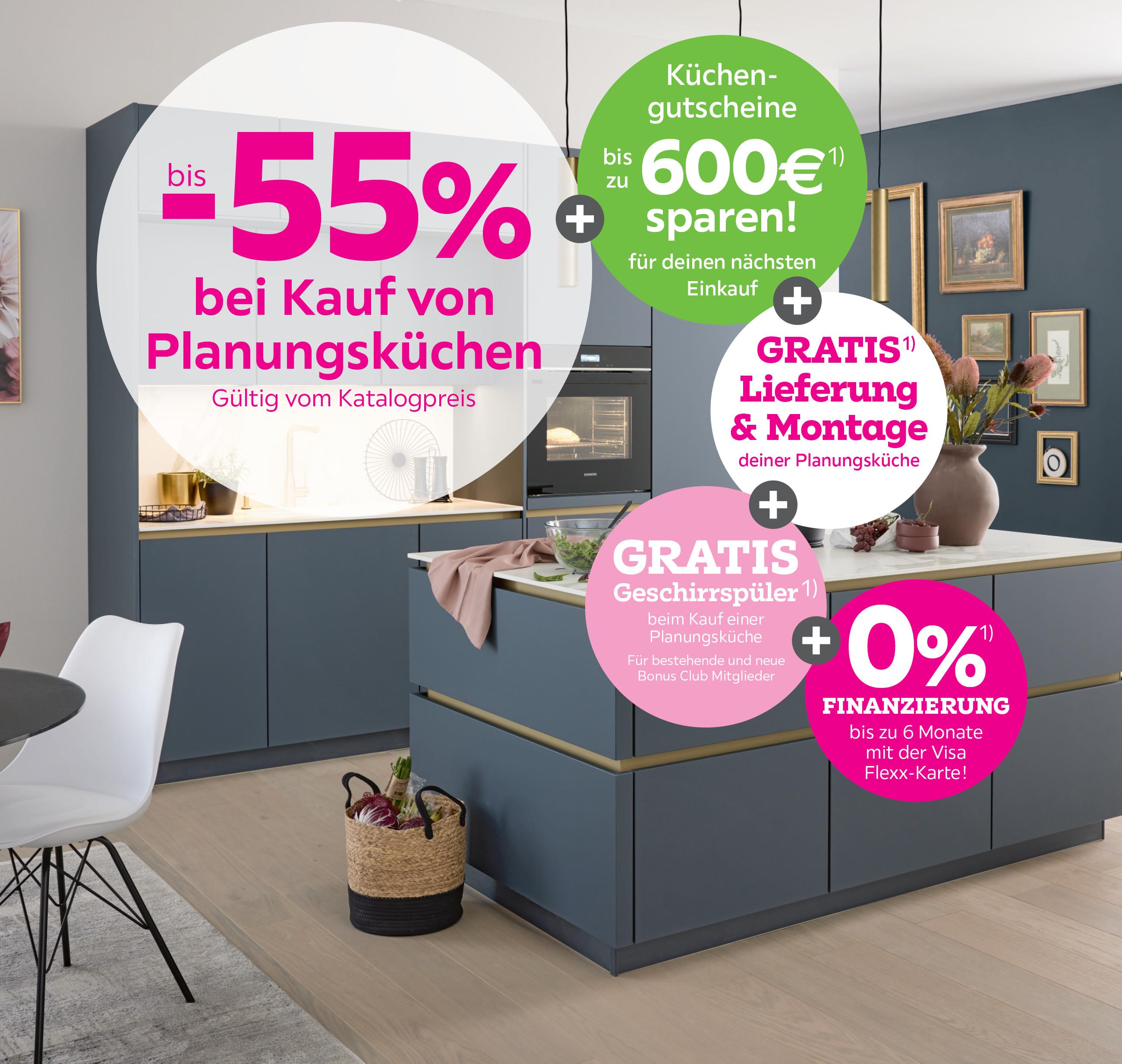 bis -55% bei Kauf von Planungsküchen