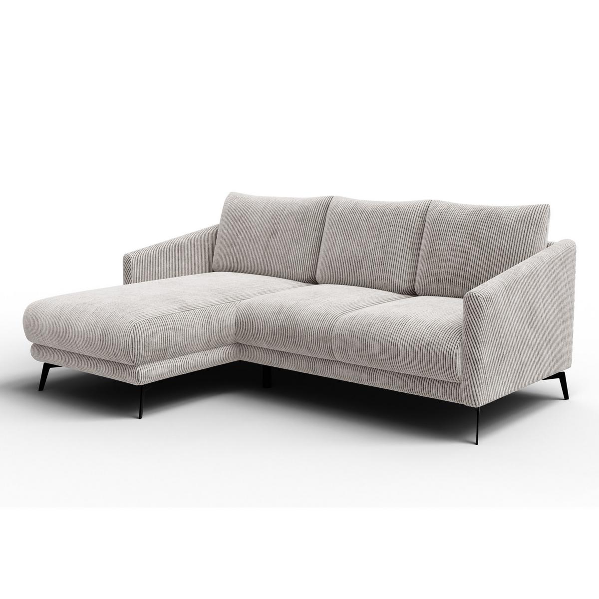 ECKSOFA VILT 3-Sitzer, perlweiß - Schwarz/Weiß, Holzwerkstoff/Textil (221/156cm) - Wozimo