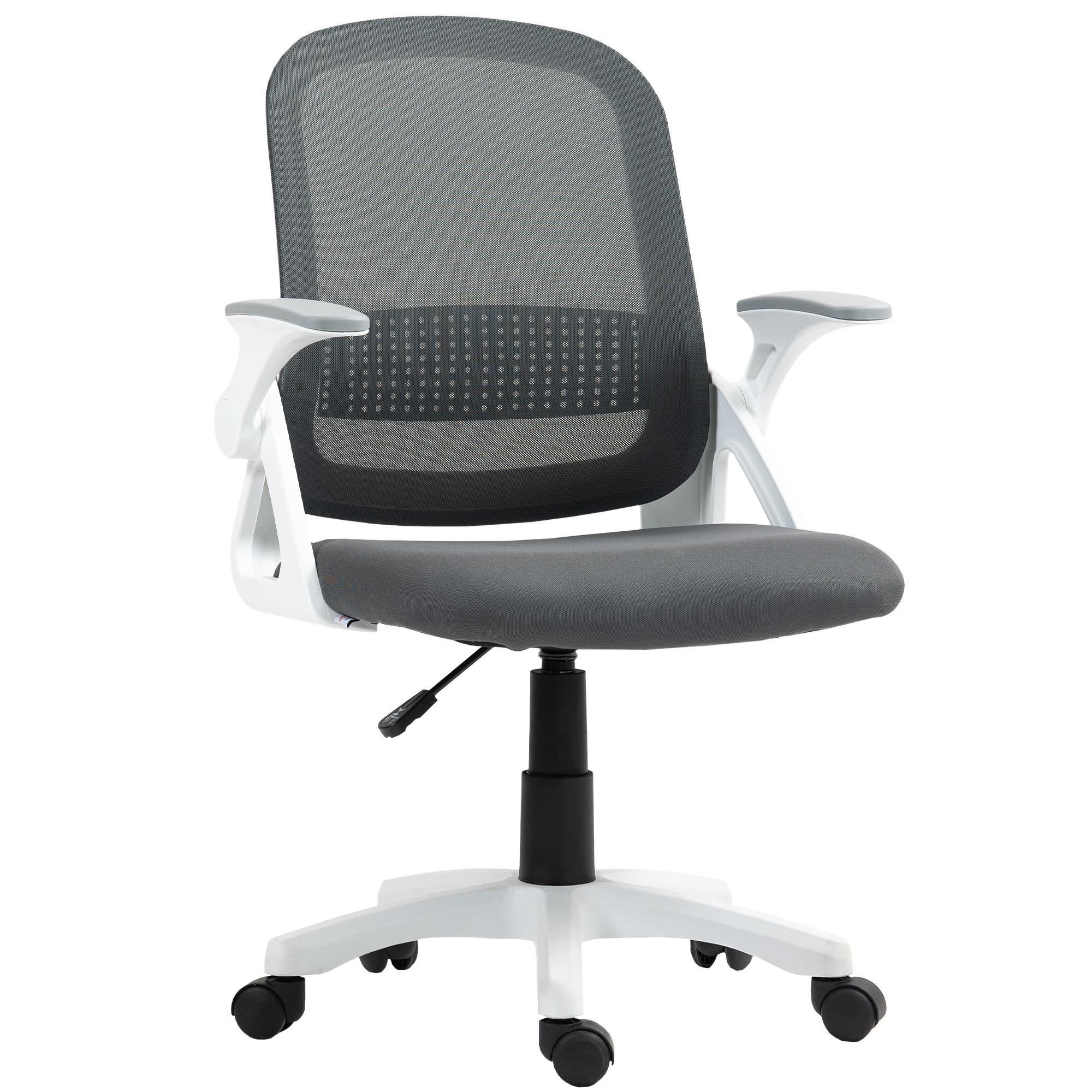 BÜROSTUHL höhenverstellbar Grau - Weiß/Grau, Kunststoff/Textil (57.5/101/60cm) - HOMCOM