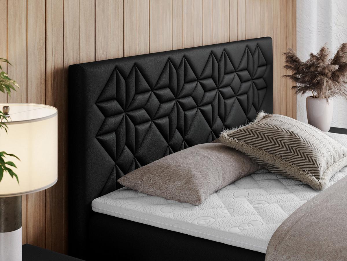 BOXBETT LEILA 120/200 Schwarz Kunstleder - H4 - Schwarz, Holz/Textil (120/200cm) - MKS