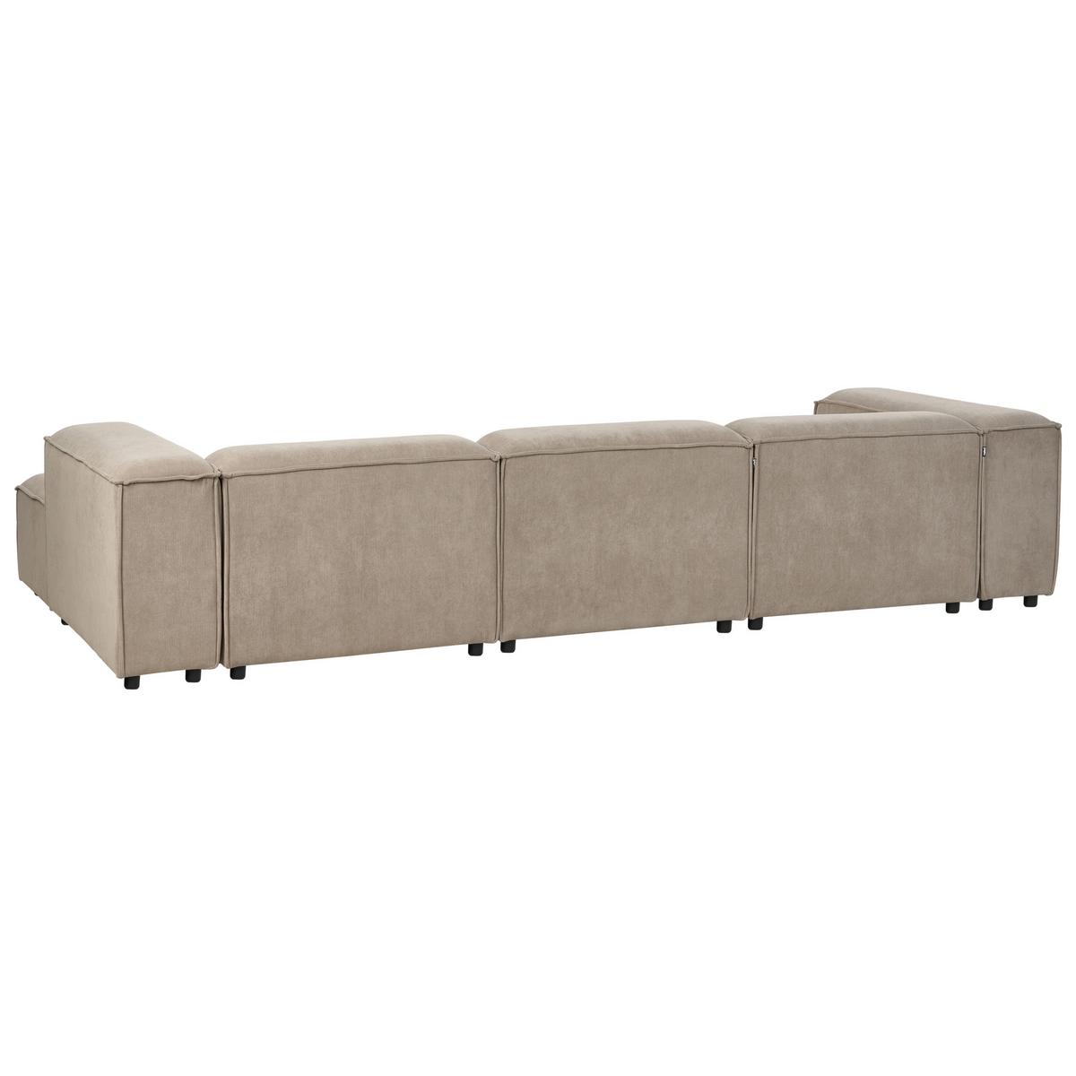 ECKSOFA Modul 4-Sitzer linksseitig Hellbraun Cord Ardal - Hellbraun/Schwarz, Textil (326/180cm) - Beliani
