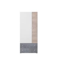 DREHTÜRENSCHRANK GALIA 80/190/50cm 2-türig Beton - Weiß/Grau, Holzwerkstoff (80/190/50cm) - MASSENO