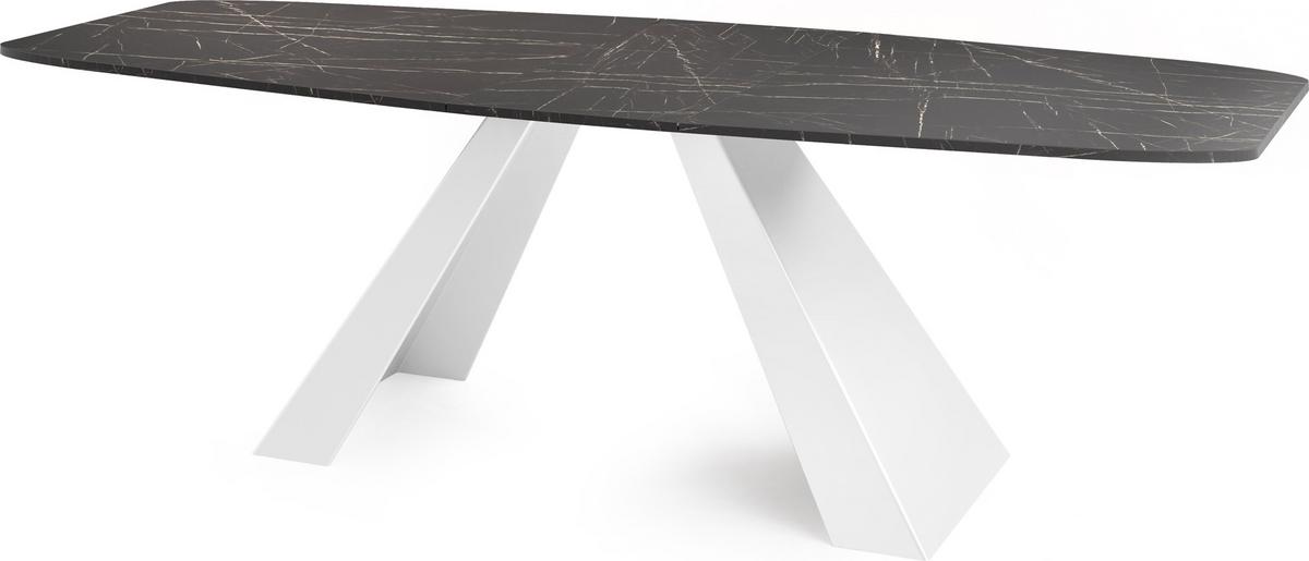 ESSTISCH Monte Weiß rechteckig ausziehbar, Marmor Schwarz 160-200/80/76 cm - Anthrazit/Weiß, Holzwerkstoff/Metall (80/198/76cm) - WFL GROUP