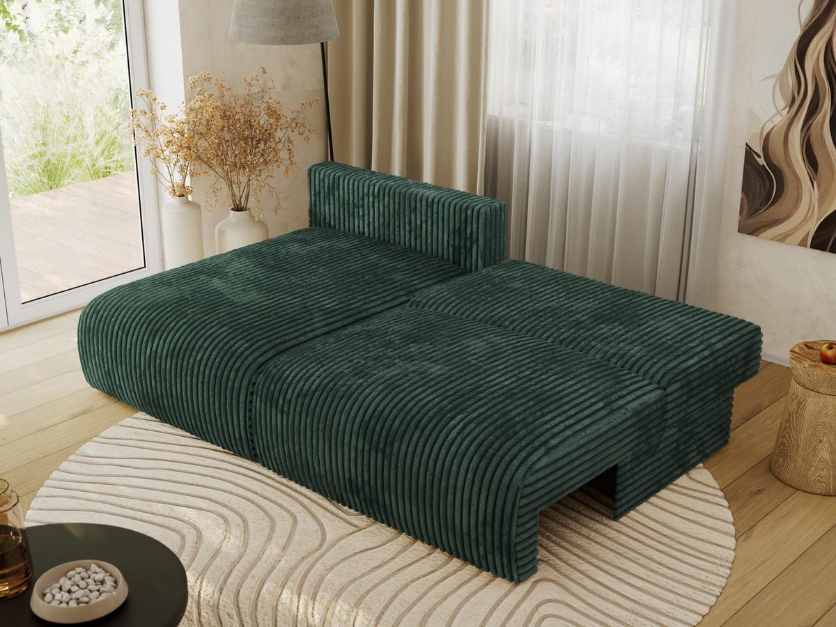 ECKSCHLAFSOFA VIVO L Grün Cord - links - Schwarz/Grün, Kunststoff/Textil (223/150cm) - MKS