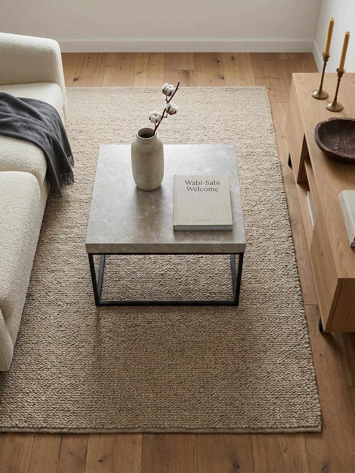 COUCHTISCH in Stein-Optik mit Metallbeinen im modernen Design, Beige 60x60x38 cm - Beige/Schwarz, Holzwerkstoff/Metall (60/60/38cm) - KADIMA DESIGN
