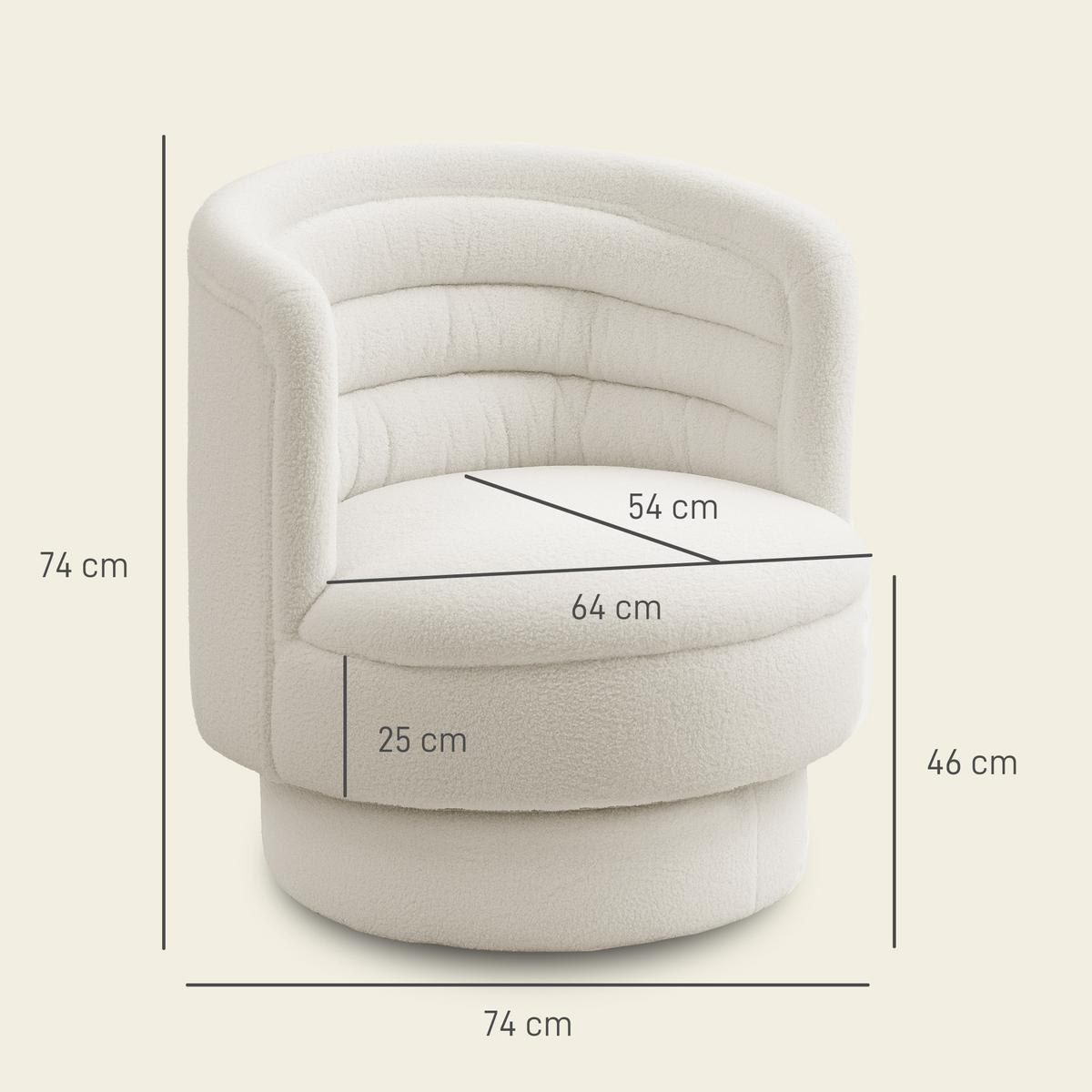 SESSEL, drehbar, Creme - Creme, Kunststoff (74/74/74cm) - HOMCOM