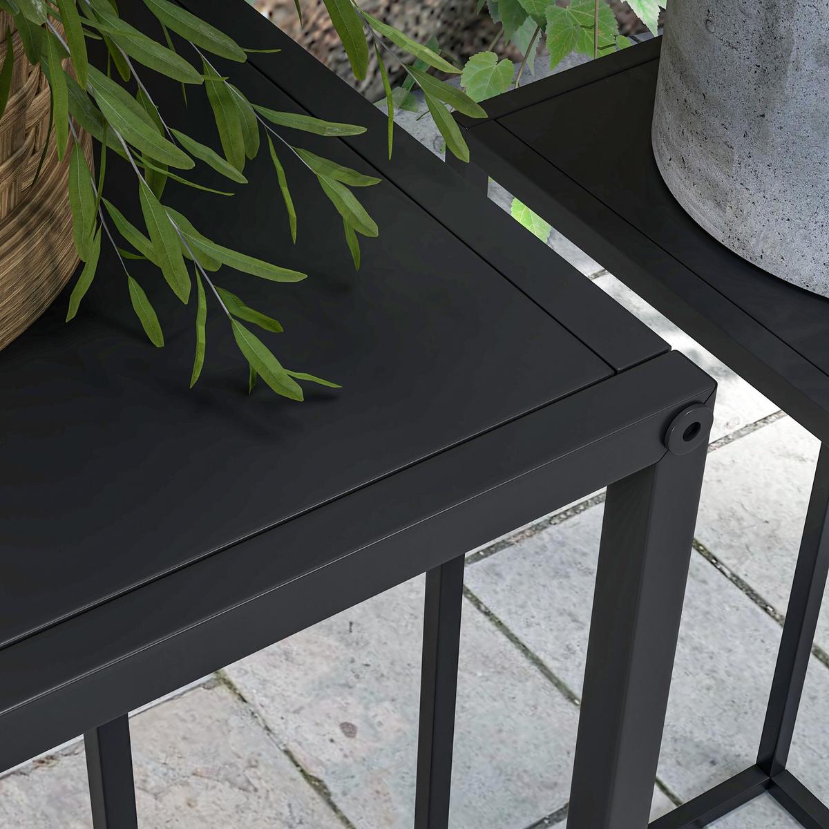 BLUMENSTÄNDER 2er Set Stahl Schwarz - Schwarz, Metall (31/31/65cm) - Outsunny