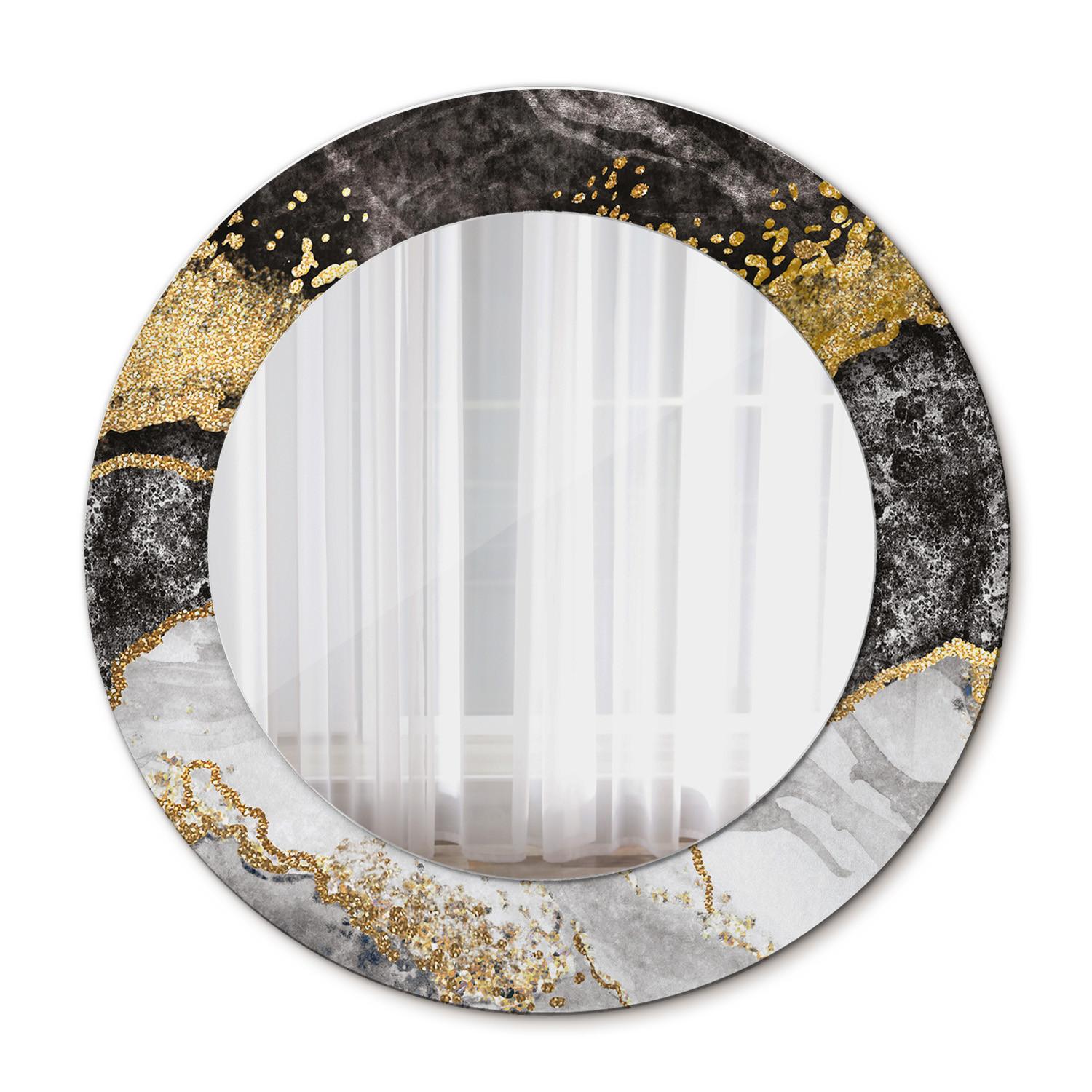 SPIEGEL Ø50 cm Rund mit Aufdruck - Goldfarben, Glas (50/50/0.4cm) - TULUP