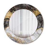SPIEGEL Ø50 cm Rund mit Aufdruck - Goldfarben, Glas (50/50/0.4cm) - TULUP