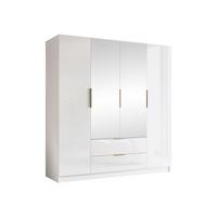 KLEIDERSCHRANK Sofia II Gloss - Weiß Hochglanz/Goldfarben, Holzwerkstoff/Kunststoff (200/216/60cm) - MIRJAN24