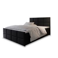 BOXBETT ARIEL 200x200 cm mit Matratze und Topper, H2+H3 - Schwarz - Schwarz, Holz (200/200cm) - MASSENO
