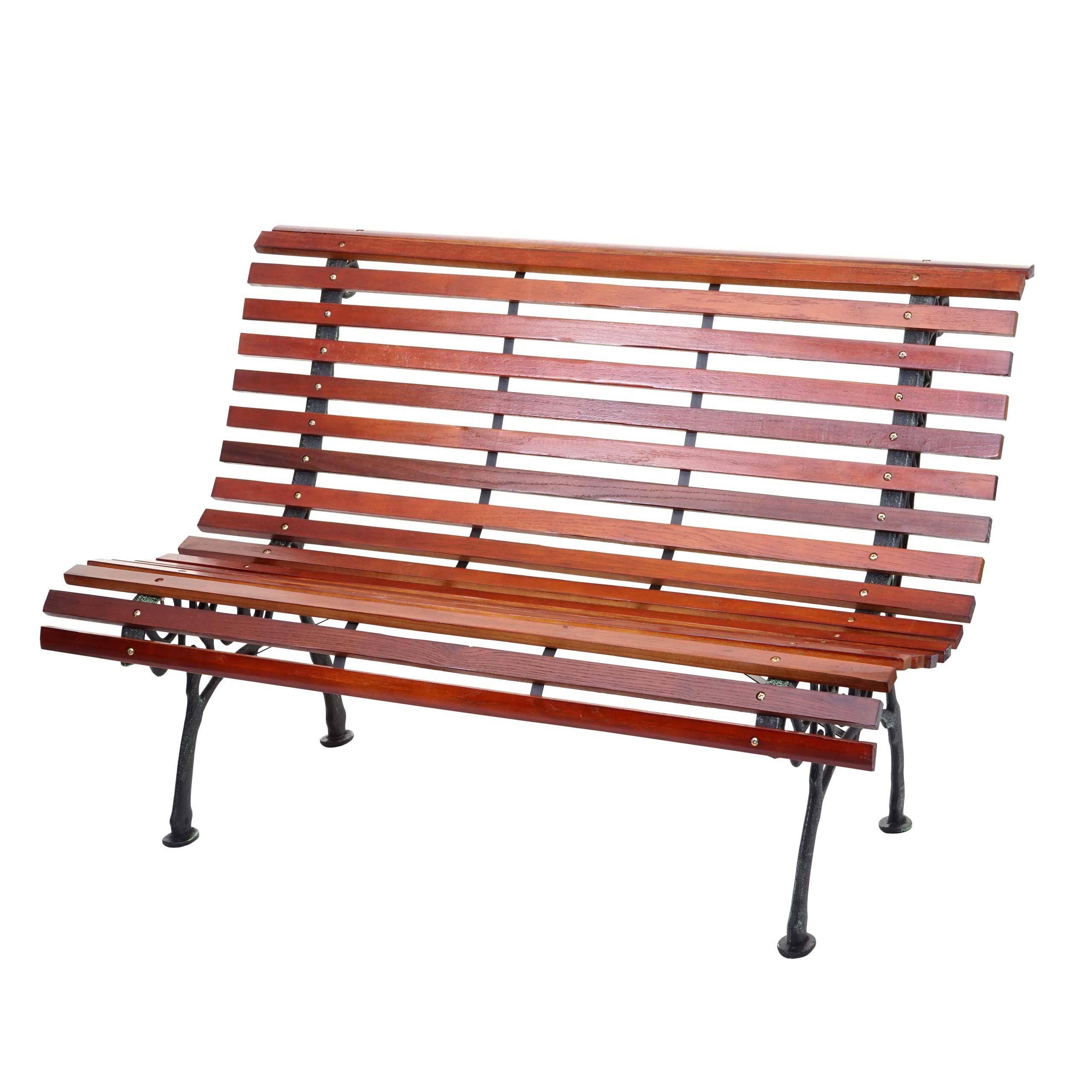 GARTENBANK Schwarz, Teak Dekor - Schwarz/Teakfarben, Holz (122/80/70cm) - MCW