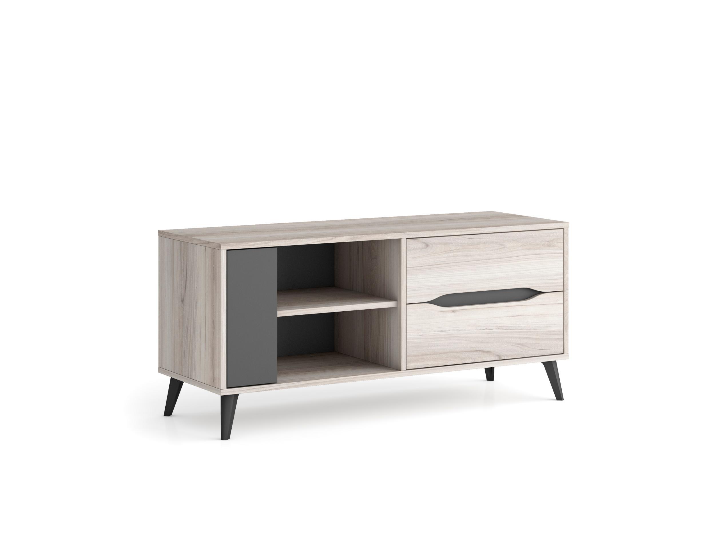 LOWBOARD, Eiche, Grau., 113/40/52cm - Grau, Holzwerkstoff (113/52/40cm) - Skraut Home