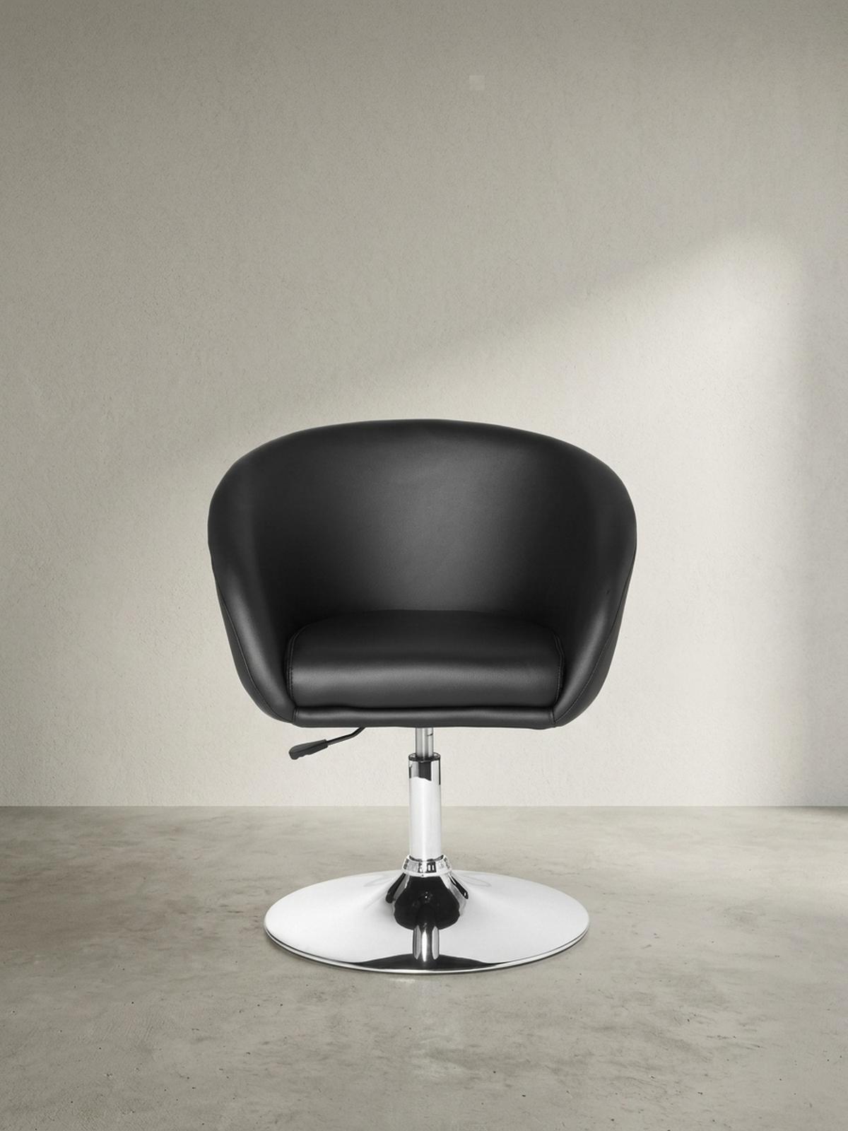 LOUNGESESSEL verstellbare Sitzhöhe mit Trompetenfuß Retro LIFT , Schwarz 62x55x84 cm - Silberfarben/Schwarz, Kunststoff/Textil (62/84/55cm) - KADIMA DESIGN