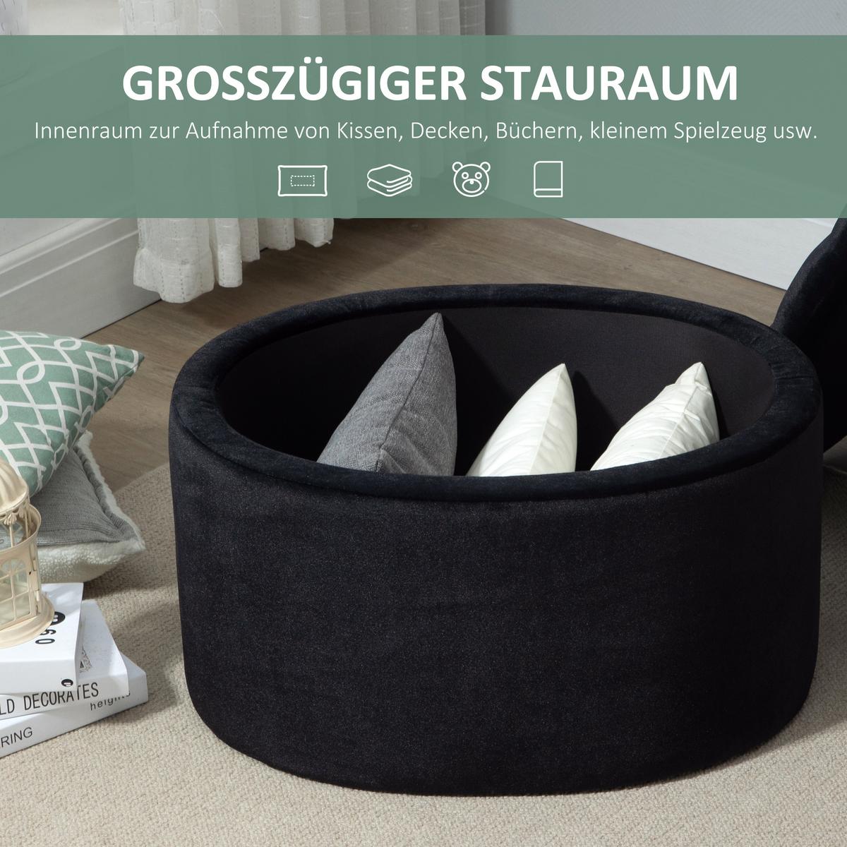 TRUHENBANK Ovale, Schwarz - Schwarz, Kunststoff (52/42/71cm) - HOMCOM