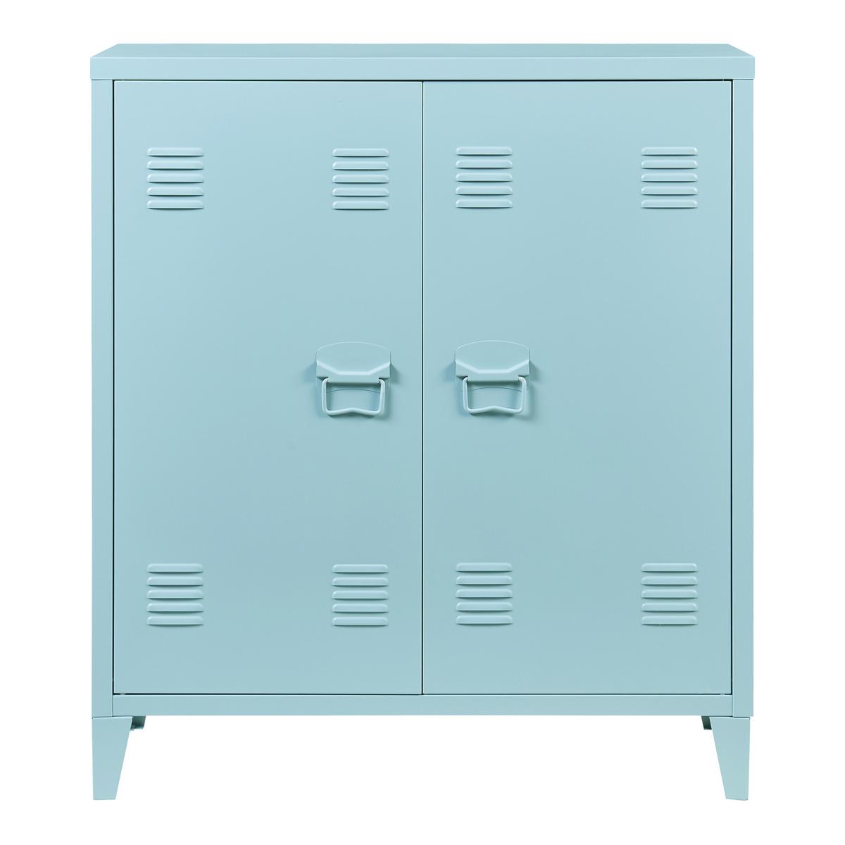 METALLSCHRANK Oripää - Blau, Metall (80/90/33cm) - [en.casa]
