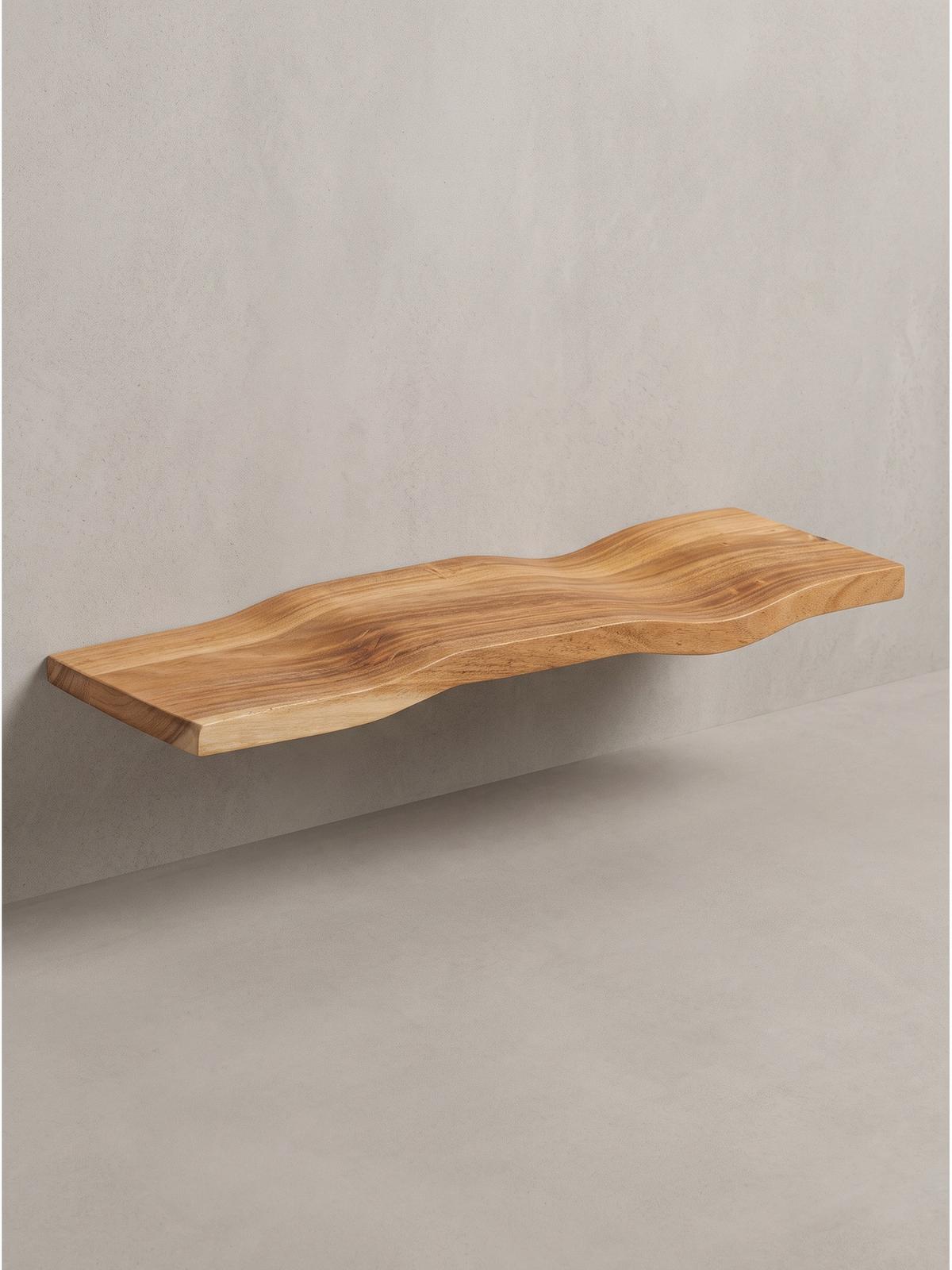 WANDREGAL LEVANTO, Akazie Massivholz, handgefertigt, 60 x 20 x 2,5 cm - Akaziefarben, Holz (60/2.5/20cm) - KADIMA DESIGN