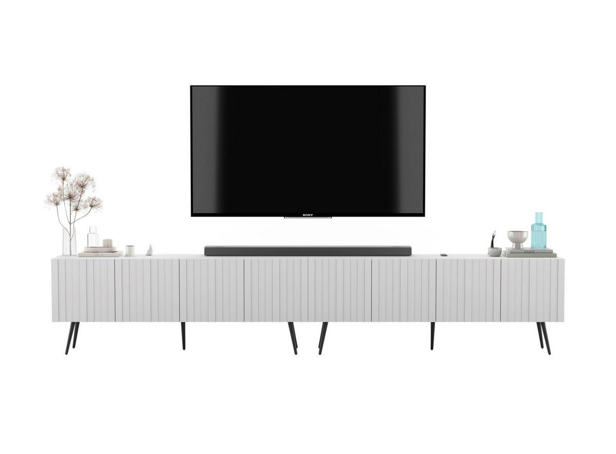 TV-LOWBOARD 2-er Set Elpis Weiß matt mit goldenen Metallbeinen 150 cm - Goldfarben/Weiß, Holzwerkstoff (300/60.5/36.5cm) - Meble Lindner