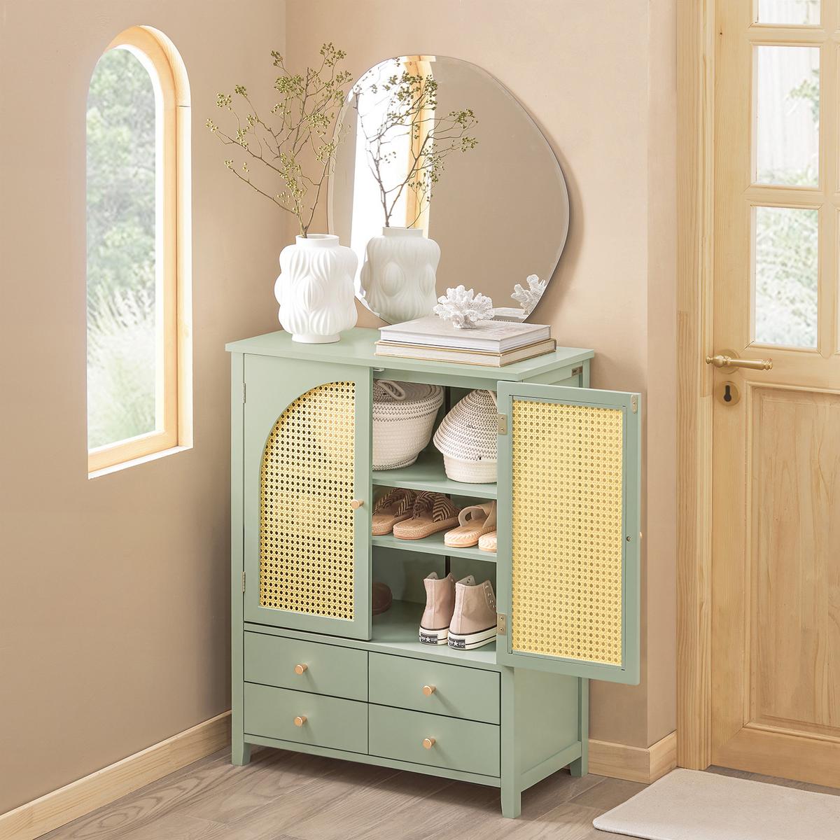 SCHUHSCHRANK Grün - Grün, Holzwerkstoff (70/90/34cm) - SoBuy