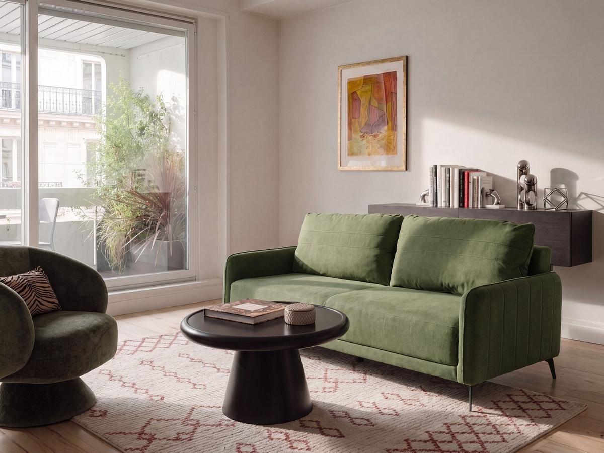 SCHLAFSOFA 3-Sitzer Stoff Grün Heming - Grün, Textil (200/88/90cm) - Beliani