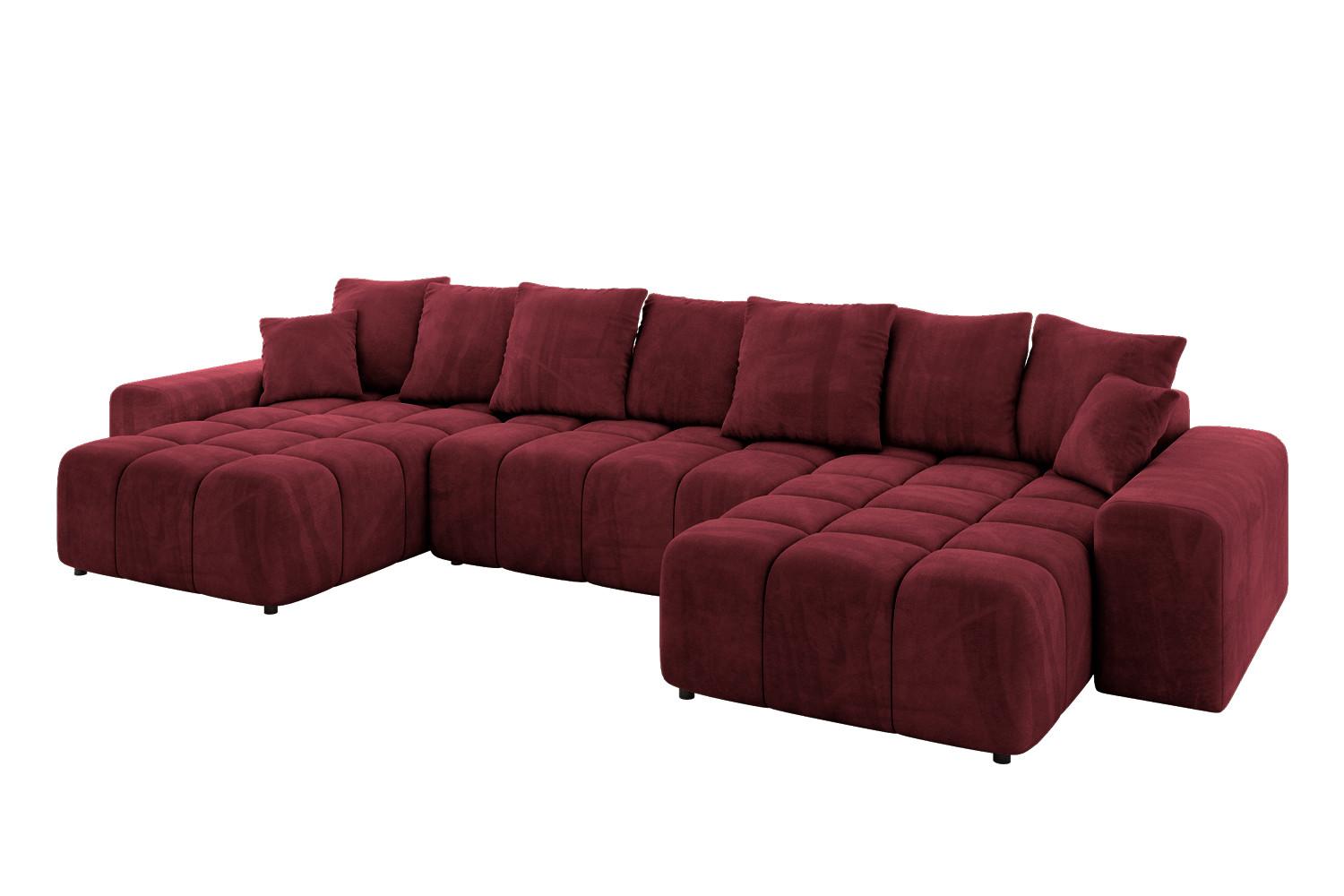 WOHNLANDSCHAFT ENIL-U 401x189x68 Bordeaux Velours - Bordeaux, Holzwerkstoff/Kunststoff (401/68/189cm) - ALTDECOR