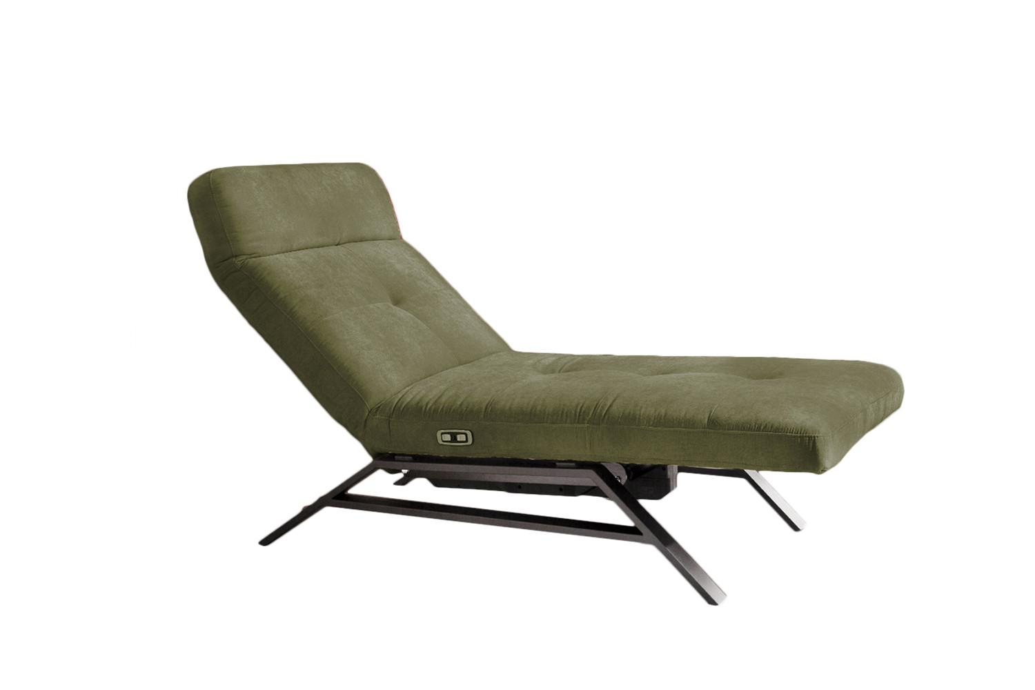 LIEGE MIT MOTORISCHER RELAXFUNKTION AMERIVA Dunkelgrün Velvet Relaxfunktion - Dunkelgrün/Silberfarben, Textil (80/110/158cm) - KAWOLA