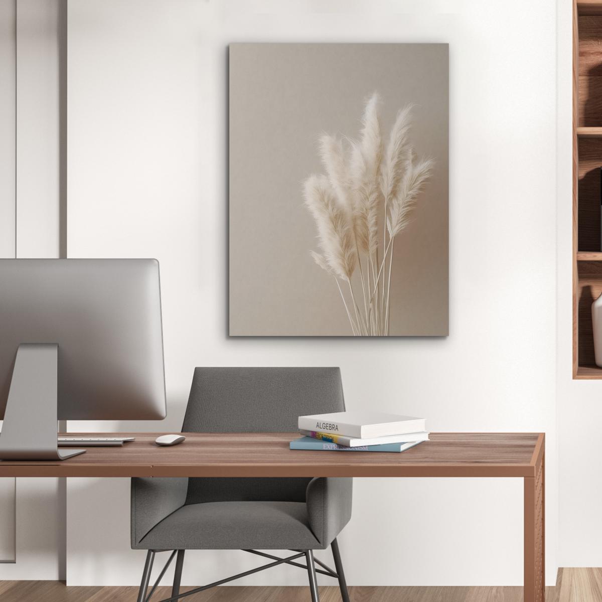 AKUSTIKBILD Pampasgras - Federn - Pastell - Weiß Wandbilder 60x80 cm - Naturfarben, Kunststoff (60/80/0.9cm) - MuchoWow