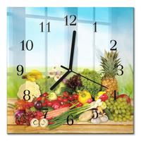 WANDUHR aus Glas 30x30 cm - Gemüse Obst - Multicolor, Glas (30/30/0.4cm) - TULUP