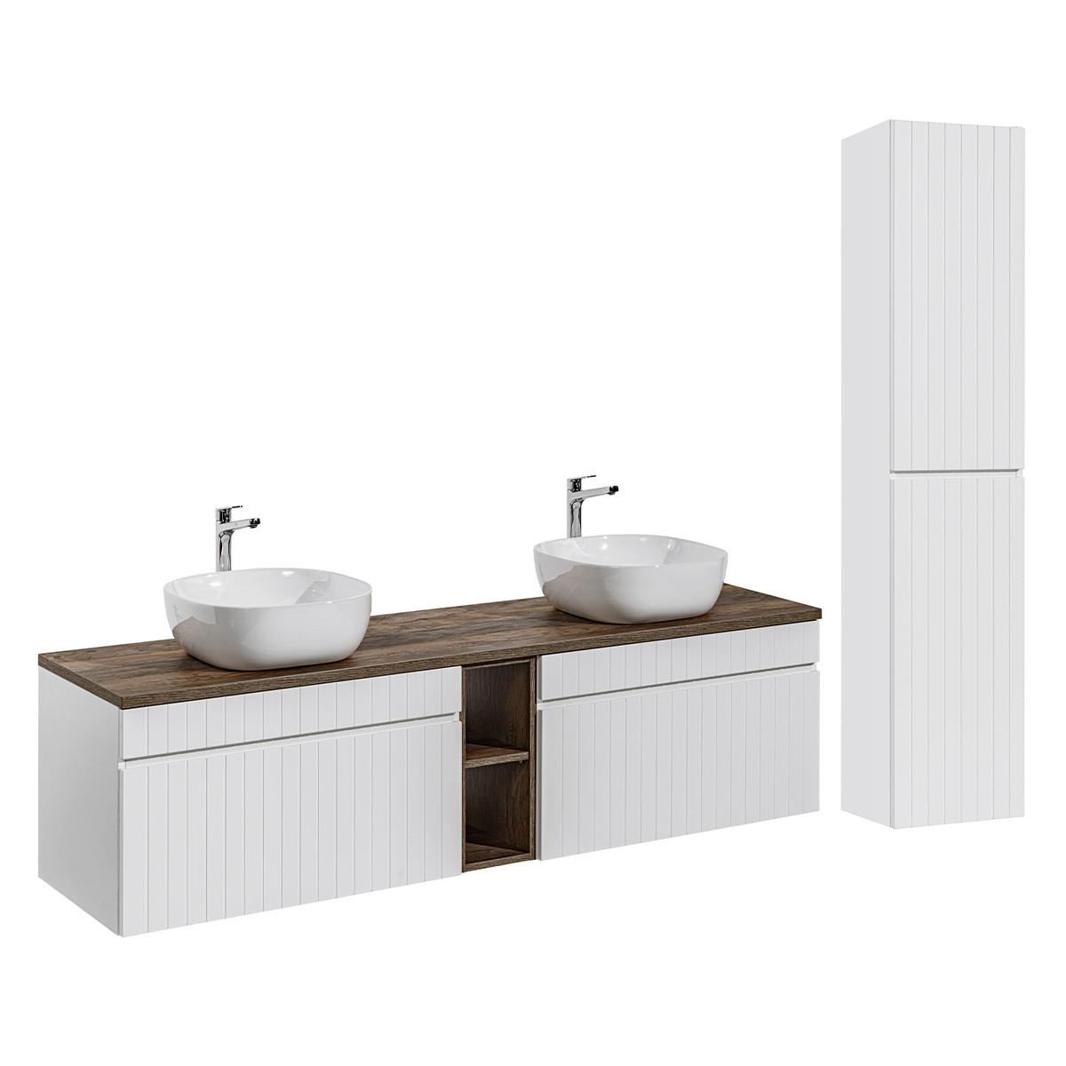 BADMÖBEL 180cm Zelie 2er-Set Weiß - Weiß, Holzwerkstoff (180/48/46cm) - Petits-meubles