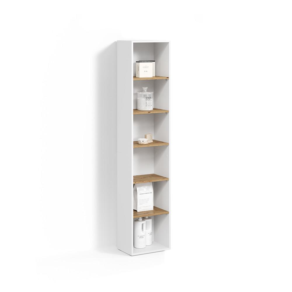 HOCHREGAL Paolina Weiß/Artisan 40.2 x 188.6 cm - Weiß/Eiche Artisan, Holzwerkstoff (40.2/188.6/27.3cm) - Livinity®