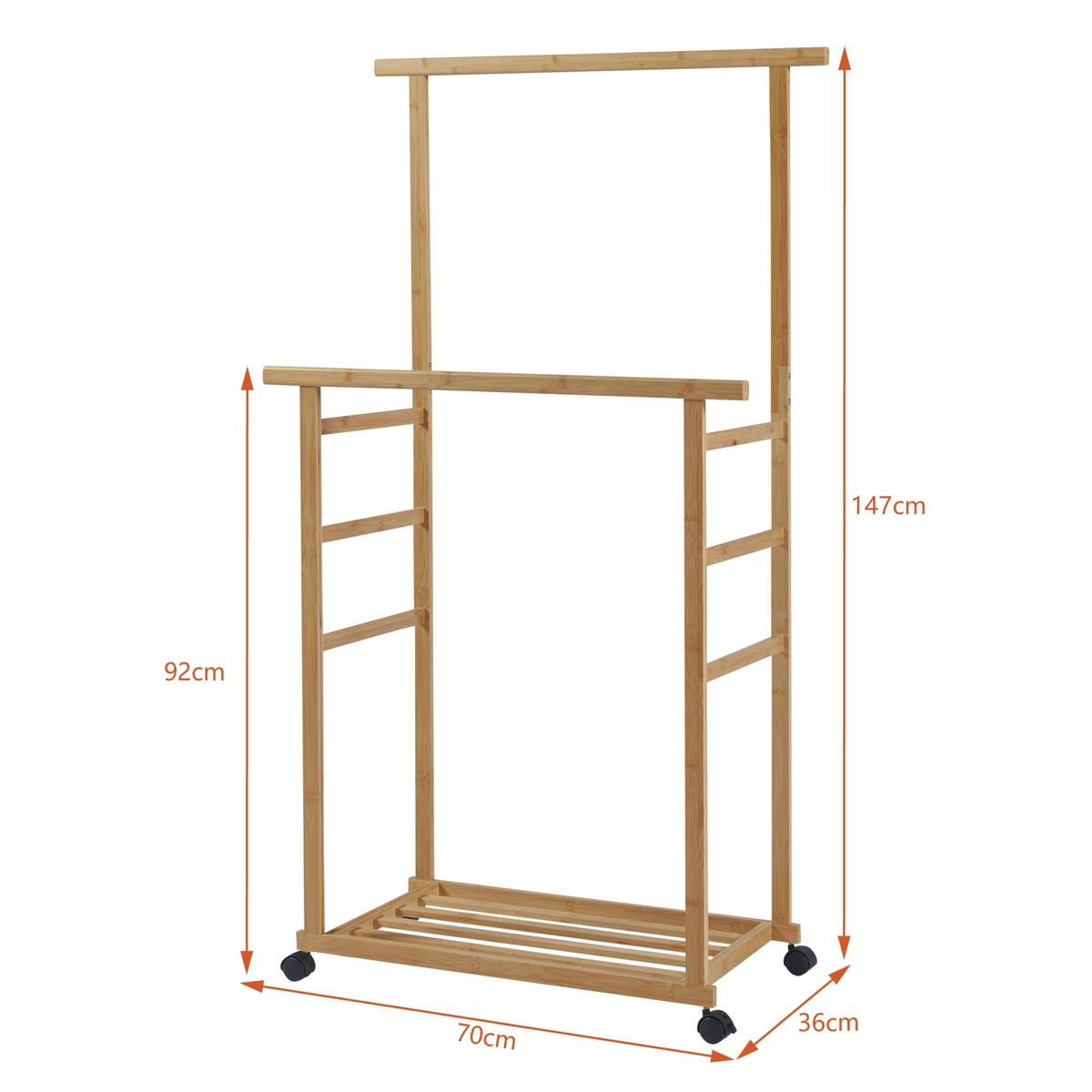 ROLLGARDEROBE Ilmajok - Naturfarben, Holz (70/147/36cm) - [en.casa]
