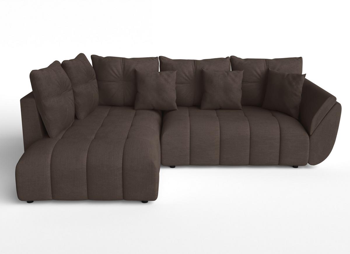 ECKSOFA L Form Corleone Braun 268/192/96 cm mit Schlaffunktion - Schwarz/Braun, Kunststoff/Textil (268/192cm) - AX Living