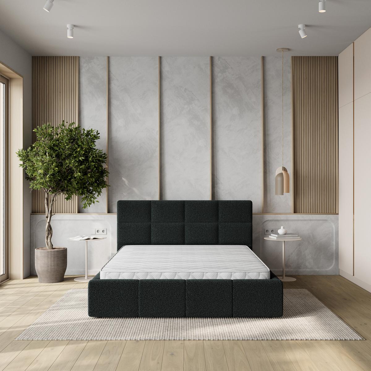 POLSTERBETT COMO 140x200 cm mit Bettkästen - Schwarz - Schwarz, Holz (140/200cm) - MASSENO