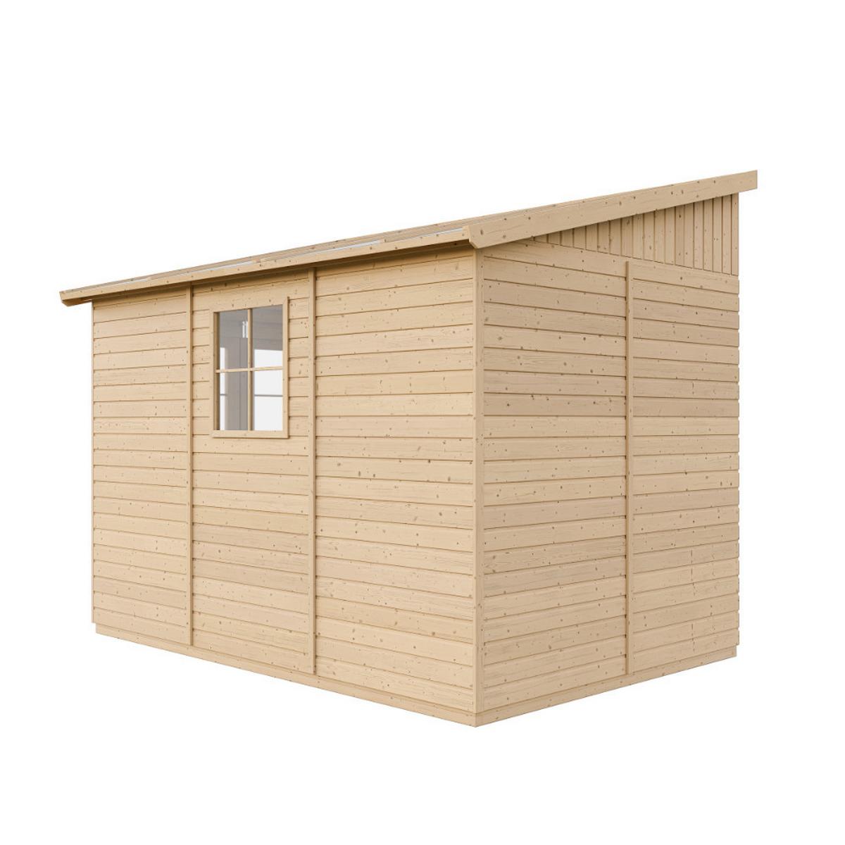 HOLZ-GARTENHAUS (ohne Seitenwand) - H244x211x318 cm/6 m2 - M339 - Beige, Holz (216/243/297cm) - Timbela