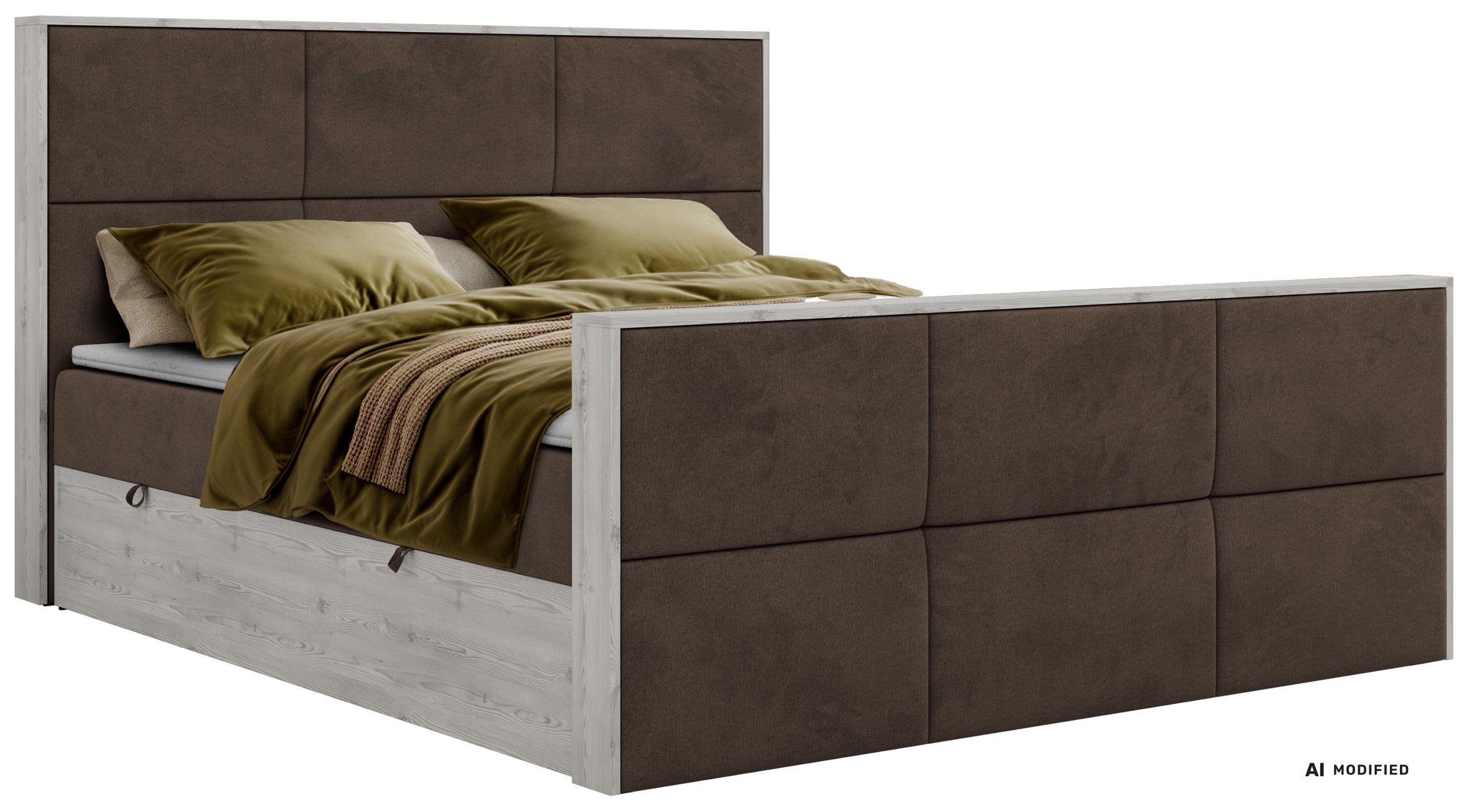 BOXBETT DELNOR DUO 160/200 - Braun Velvet - Topper T25 - H4 - Schwarz/Braun, Kunststoff/Textil (160/200cm) - MKS