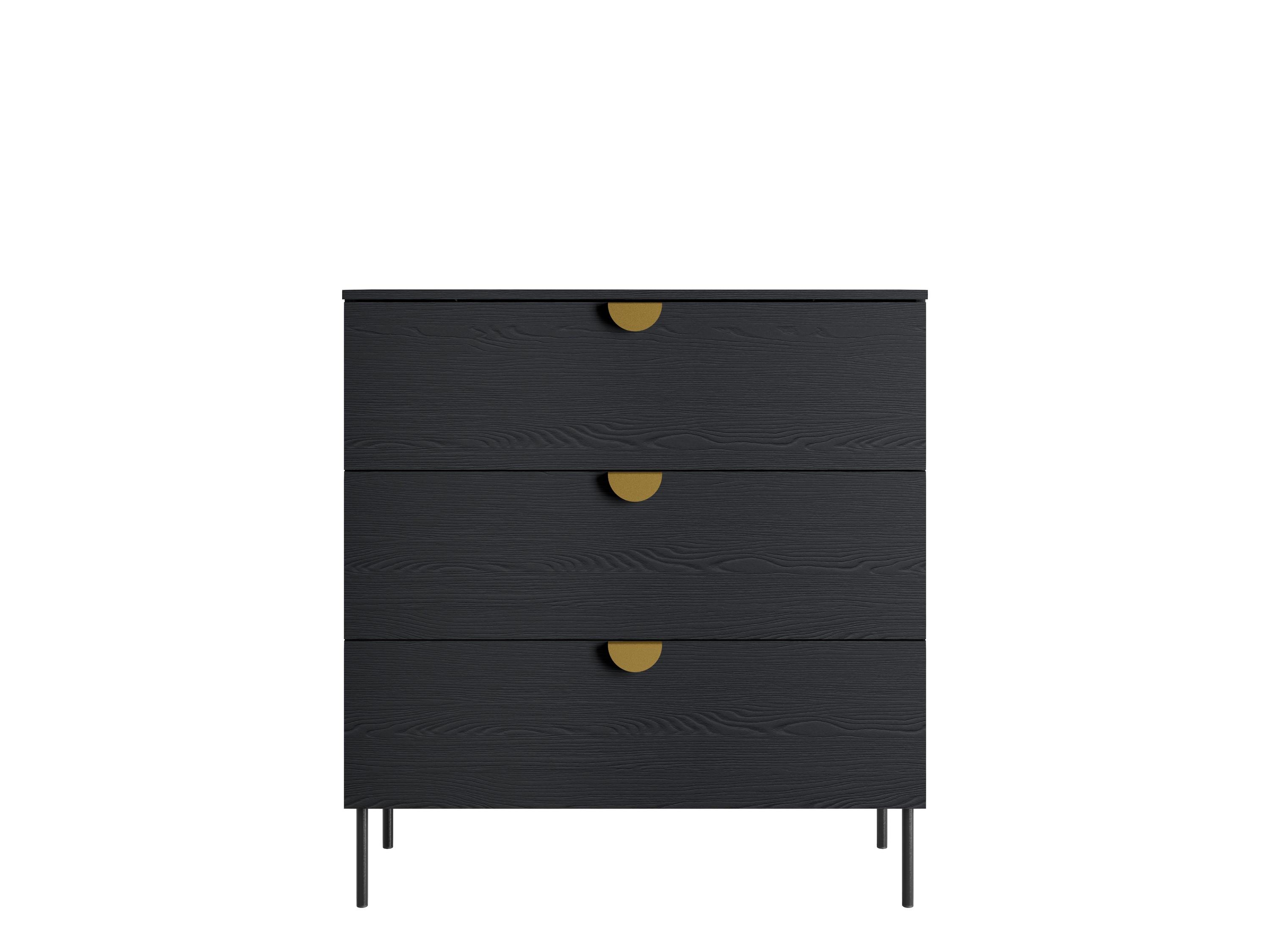 KOMMODE FRAYN 100/107/40cm mit 3 Schubladen Türen Graphitfarben - Graphitfarben, Holzwerkstoff (100/107/40cm) - MASSENO