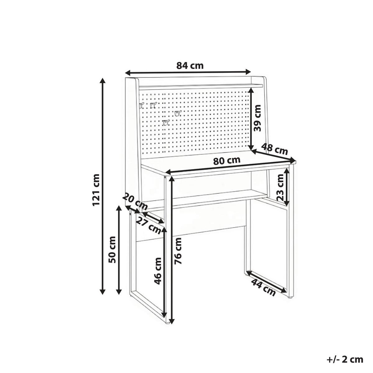 SCHREIBTISCH mit Lochplatte Dunkelbraun 84/48 cm Buxton - Dunkelbraun, Holzwerkstoff (48/84/121cm) - Beliani