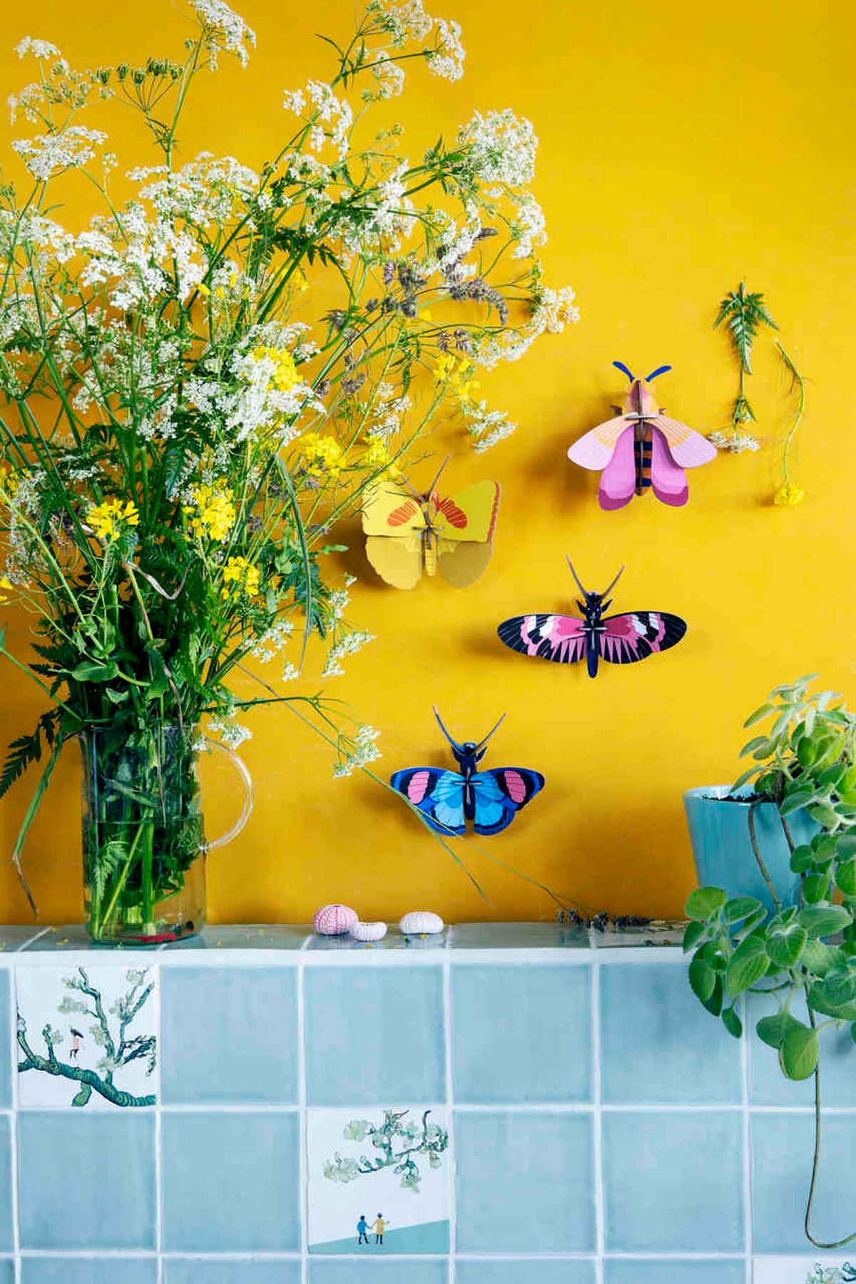 WANDDEKO Zitronen-Schmetterling 16/6 cm - Gelb/Orange, Wellpappe (16/6/17cm) - Studio Roof