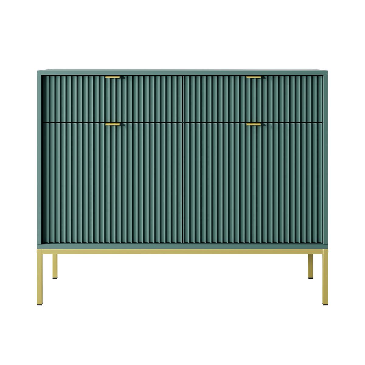 KOMMODE STELLARE 104/83/39 cm mit 2 Schubladen 2 Türen Hellgrün - Goldfarben/Hellgrün, Holzwerkstoff (104/83/39cm) - MASSENO
