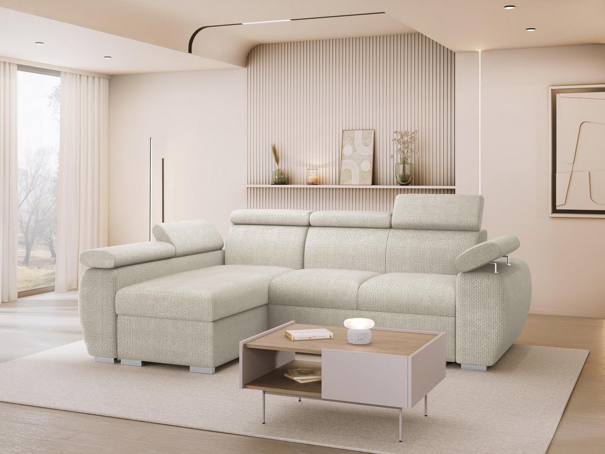 ECKSOFA Boston Mini, Seite: Links - LC+2R - Chromfarben/Mokka, Holz/Textil (255/170cm) - MIRJAN24
