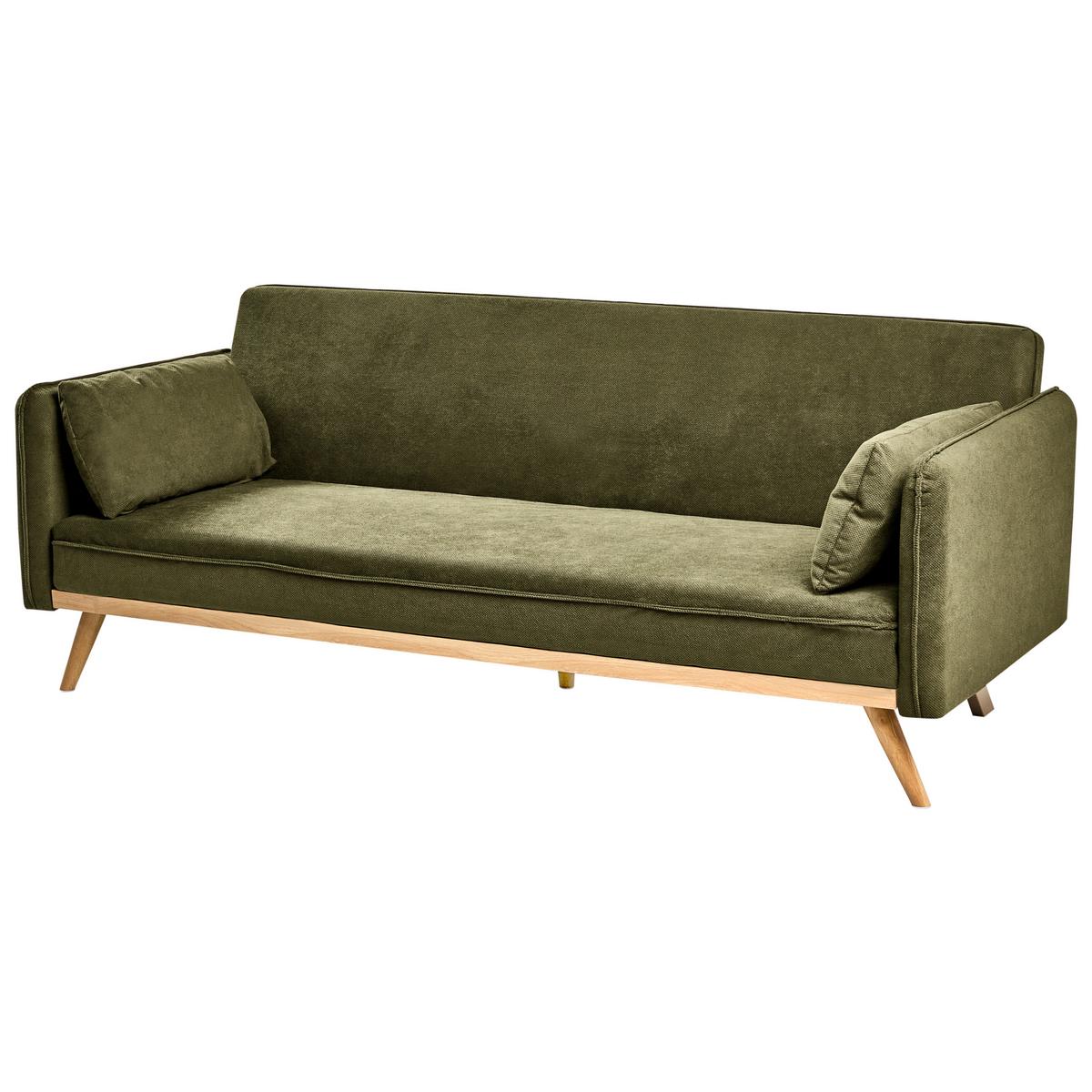 SCHLAFSOFA Stoff Grün Asaa - Braun/Grün, Textil (205/76/80cm) - Beliani