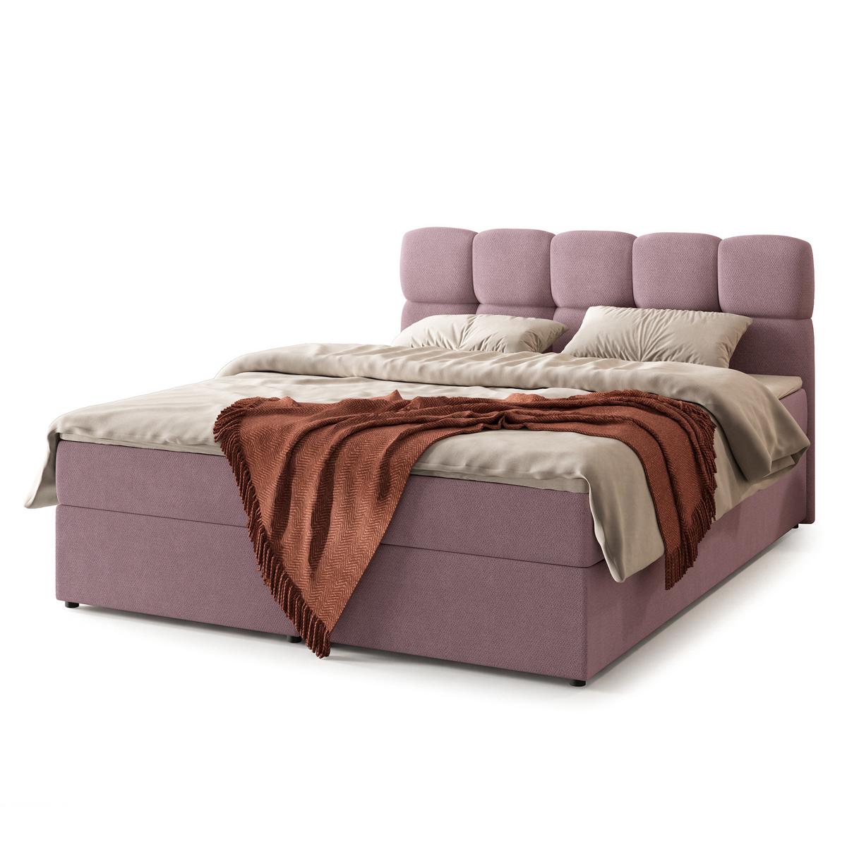 BOXBETT MERU 140x200 cm mit Matratze und Topper - Rosa - Rosa, Holz (140/200cm) - MASSENO
