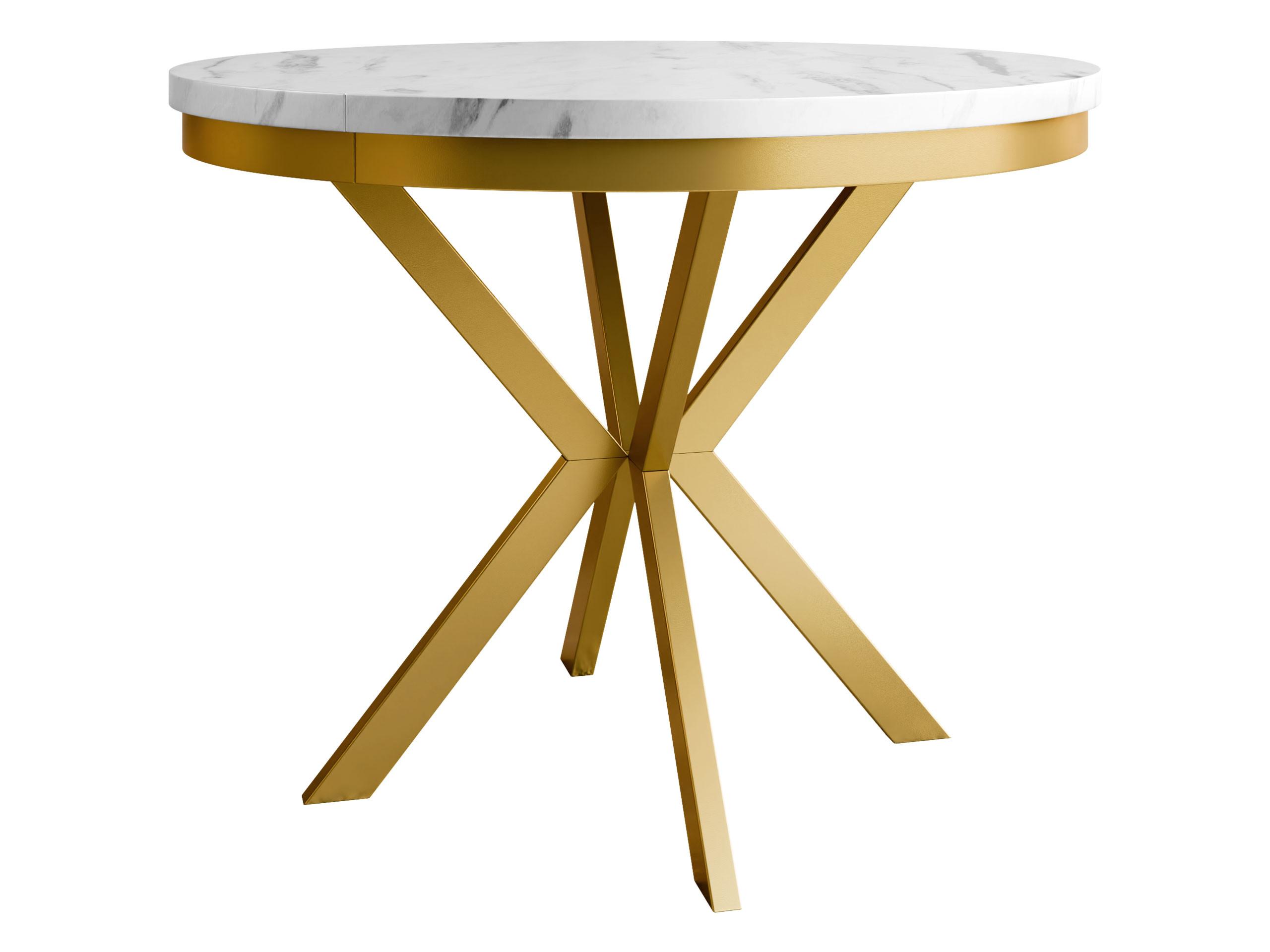 ESSTISCH ausziehbar Edder Gold 120 - Goldfarben/Weiß, Holzwerkstoff/Metall (120/120/76cm) - MIRJAN24