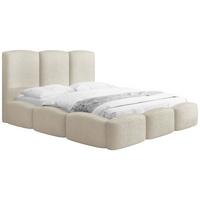 POLSTERBETT Harmony mit Bettkasten, Creme Boucle 120x200 cm - Birkefarben/Creme, Holzwerkstoff/Kunststoff (120/200cm) - WFL GROUP