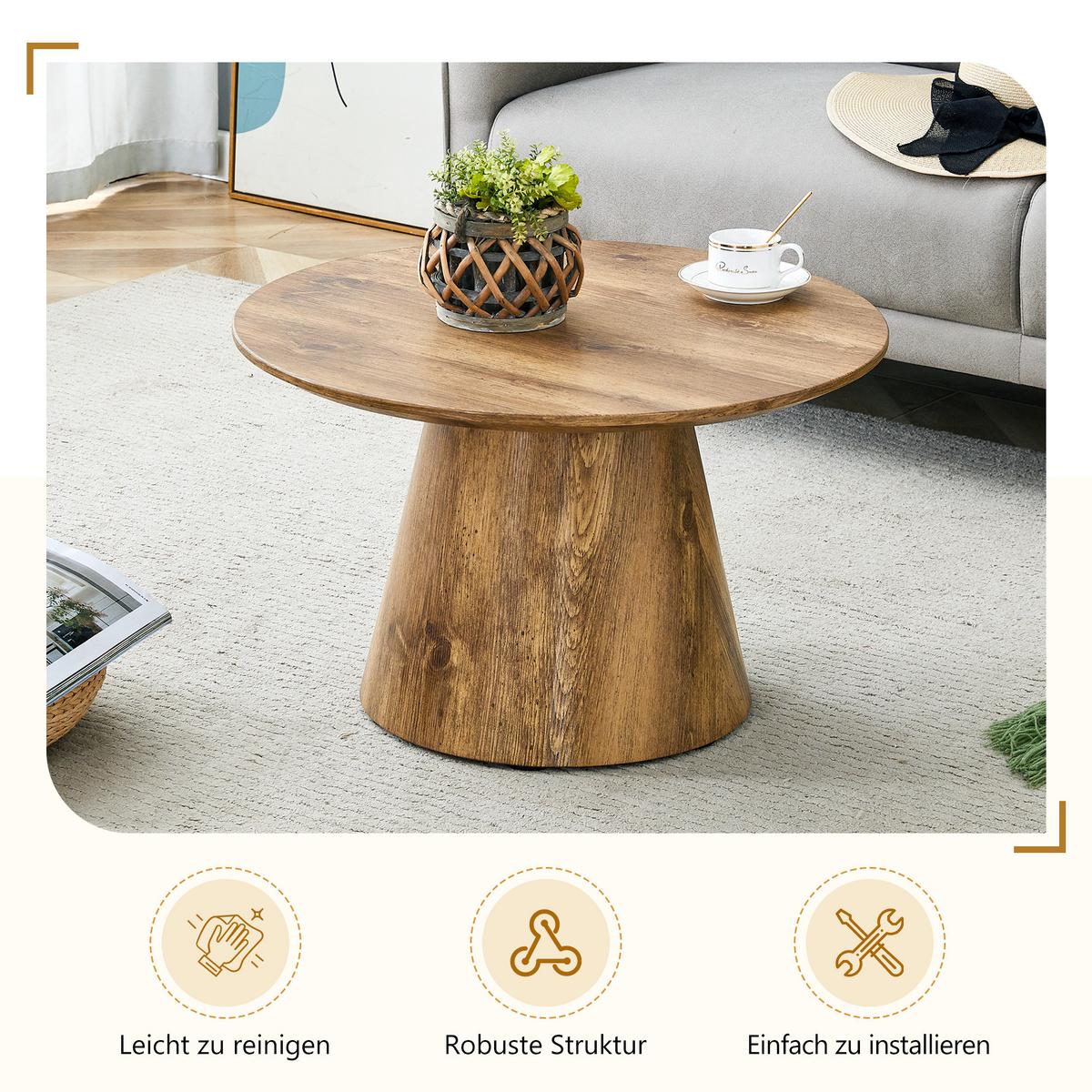 COUCHTISCH Rund Naturholzoptik MDF Ø 60 cm Beistelltisch Holz - Naturfarben, Holzwerkstoff (60/60/35cm) - Urban Meuble